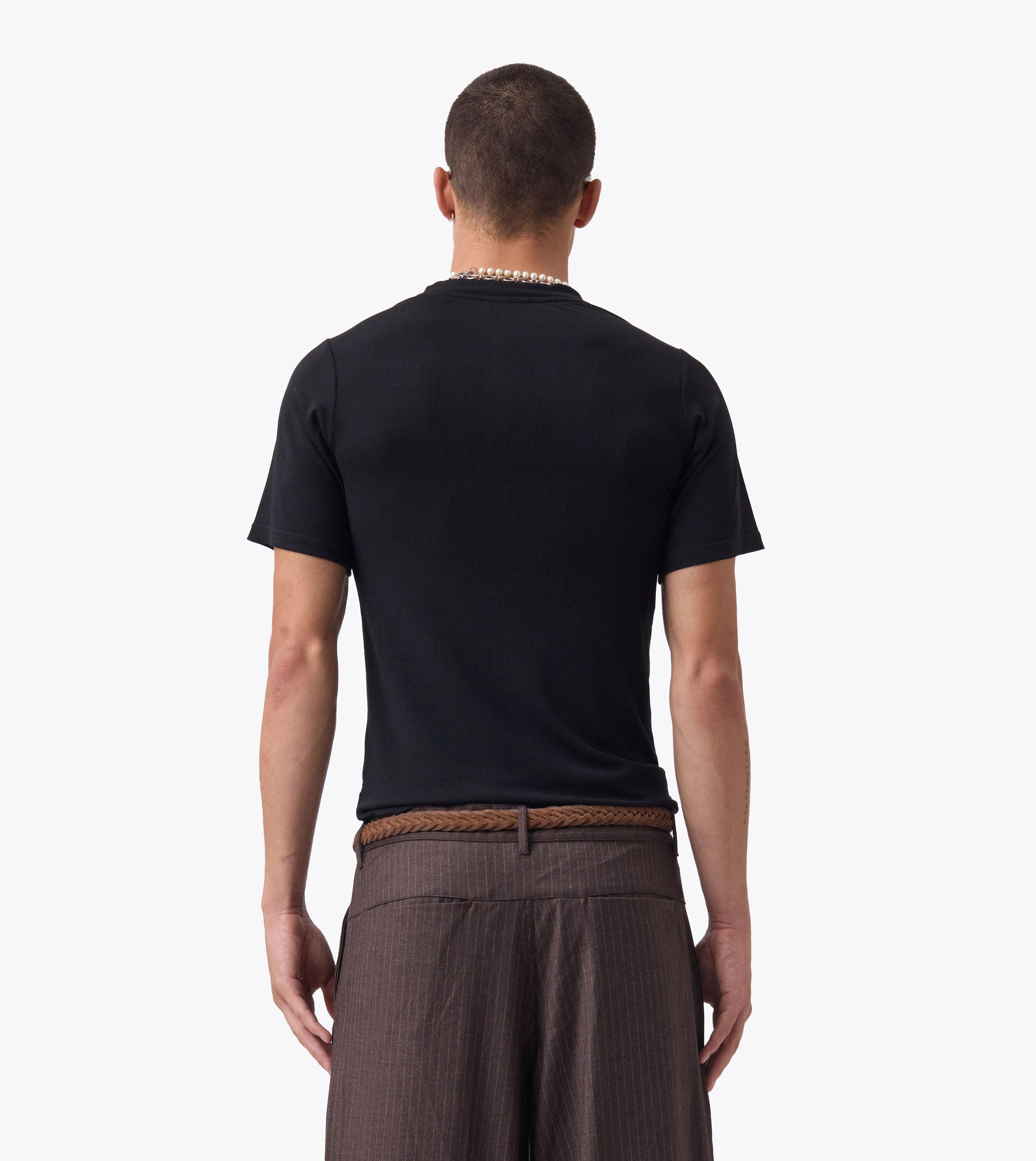 Henley Rib Baby Tee Black
