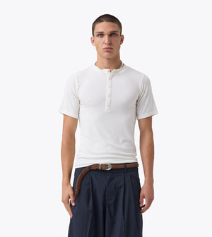 Henley Rib Baby Tee White
