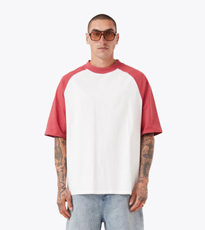 Raglan Lounge Tee Vintage White/Cherry