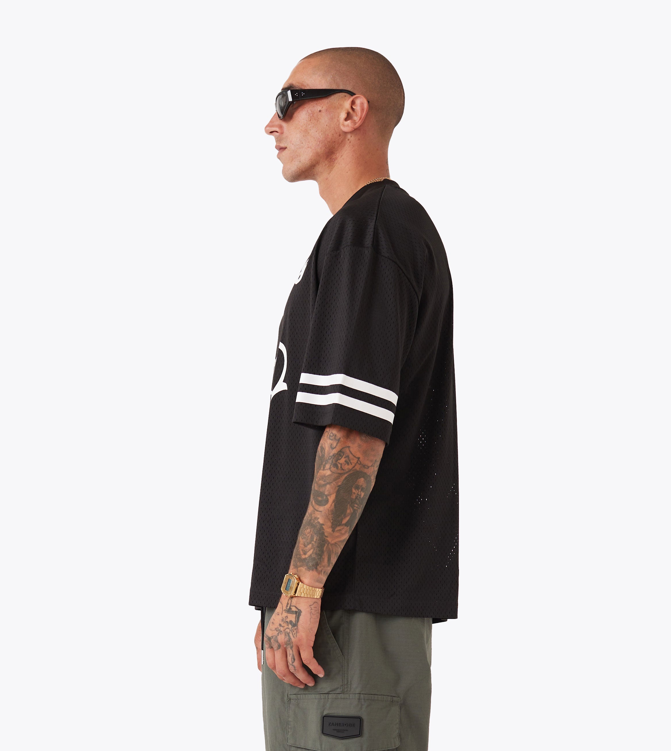 Mesh Baseball Tee Black