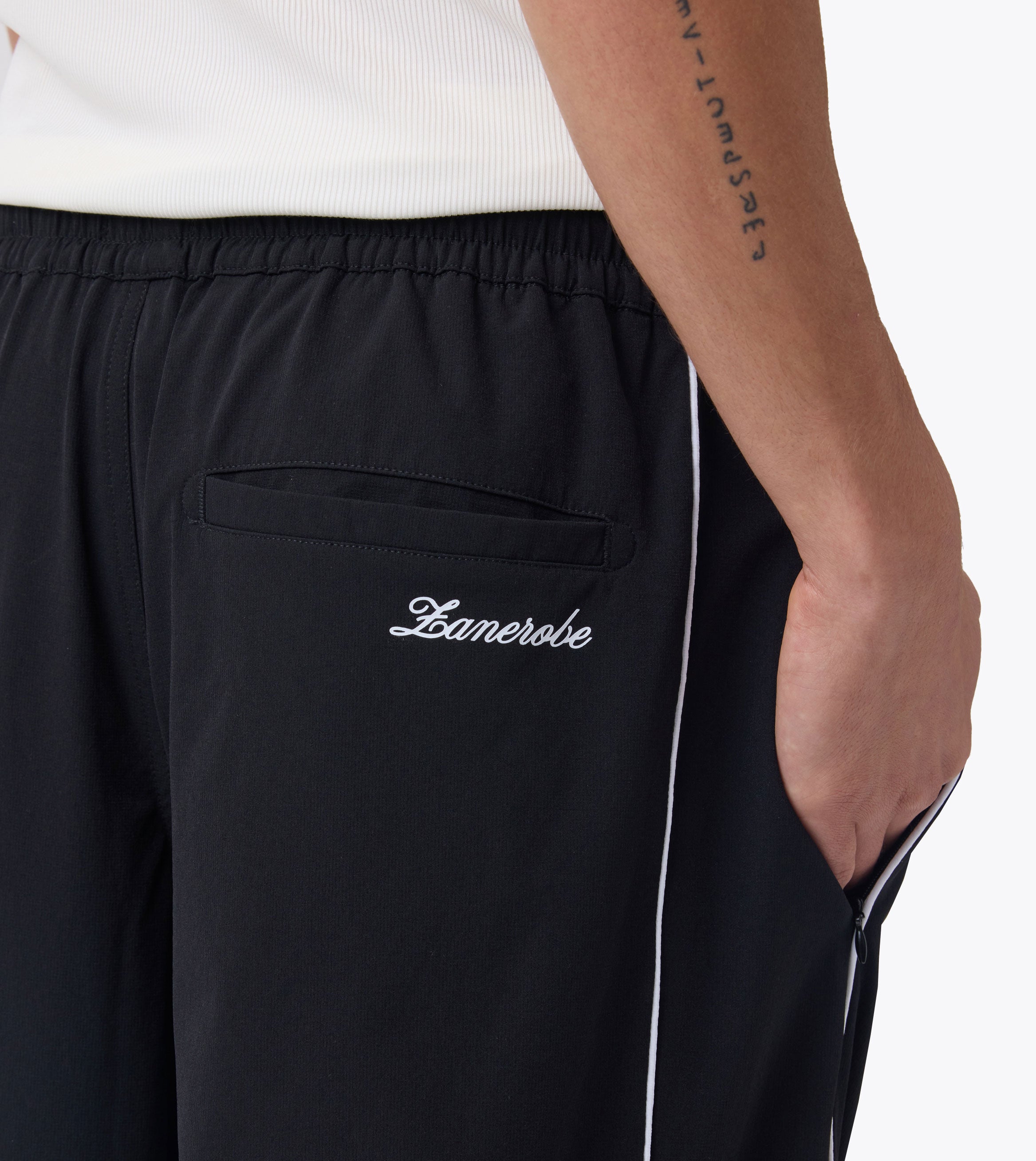 Piping Track Pant Black