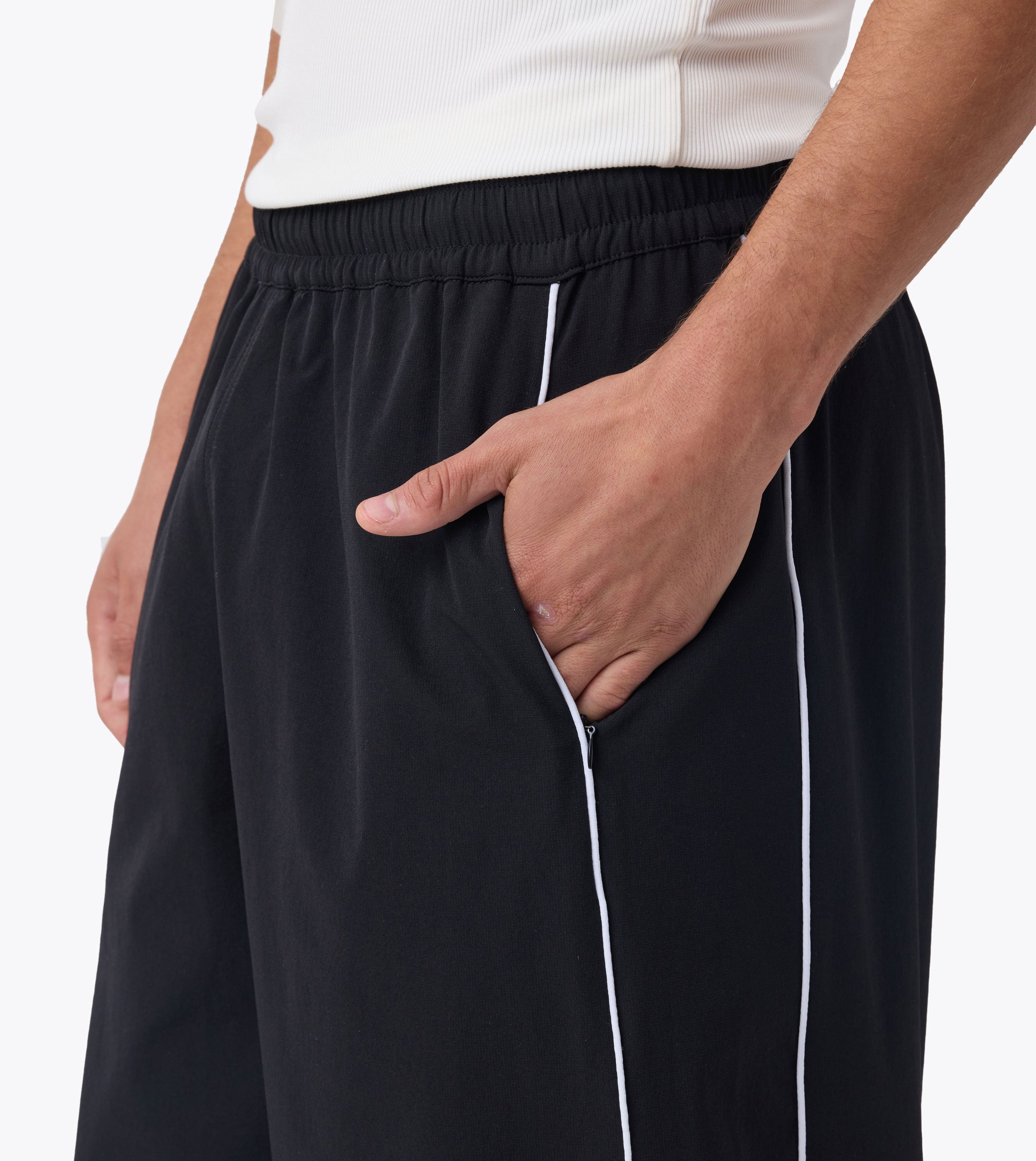 Piping Track Pant Black