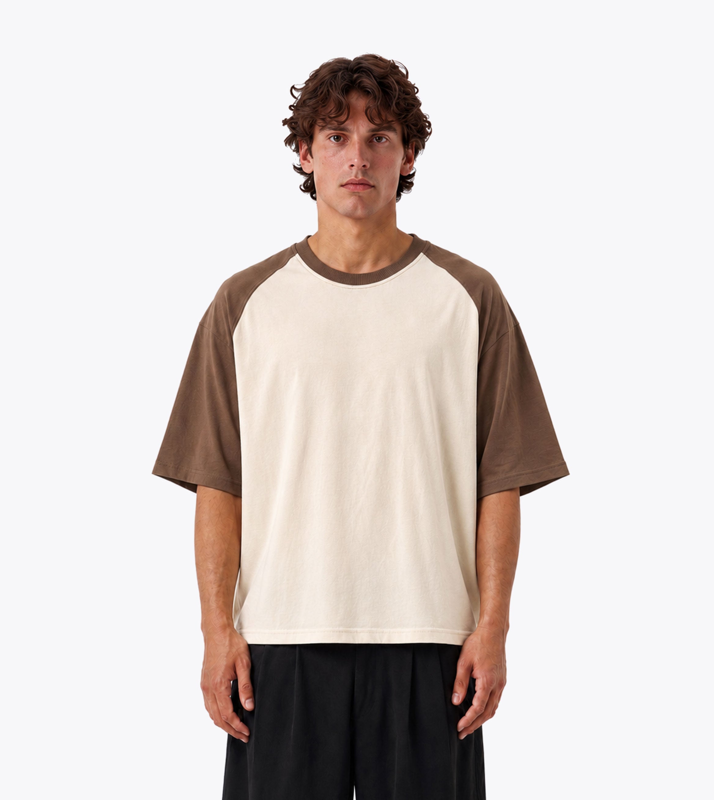 Raglan Crop Flow Tee Cream Choc - Coming Soon