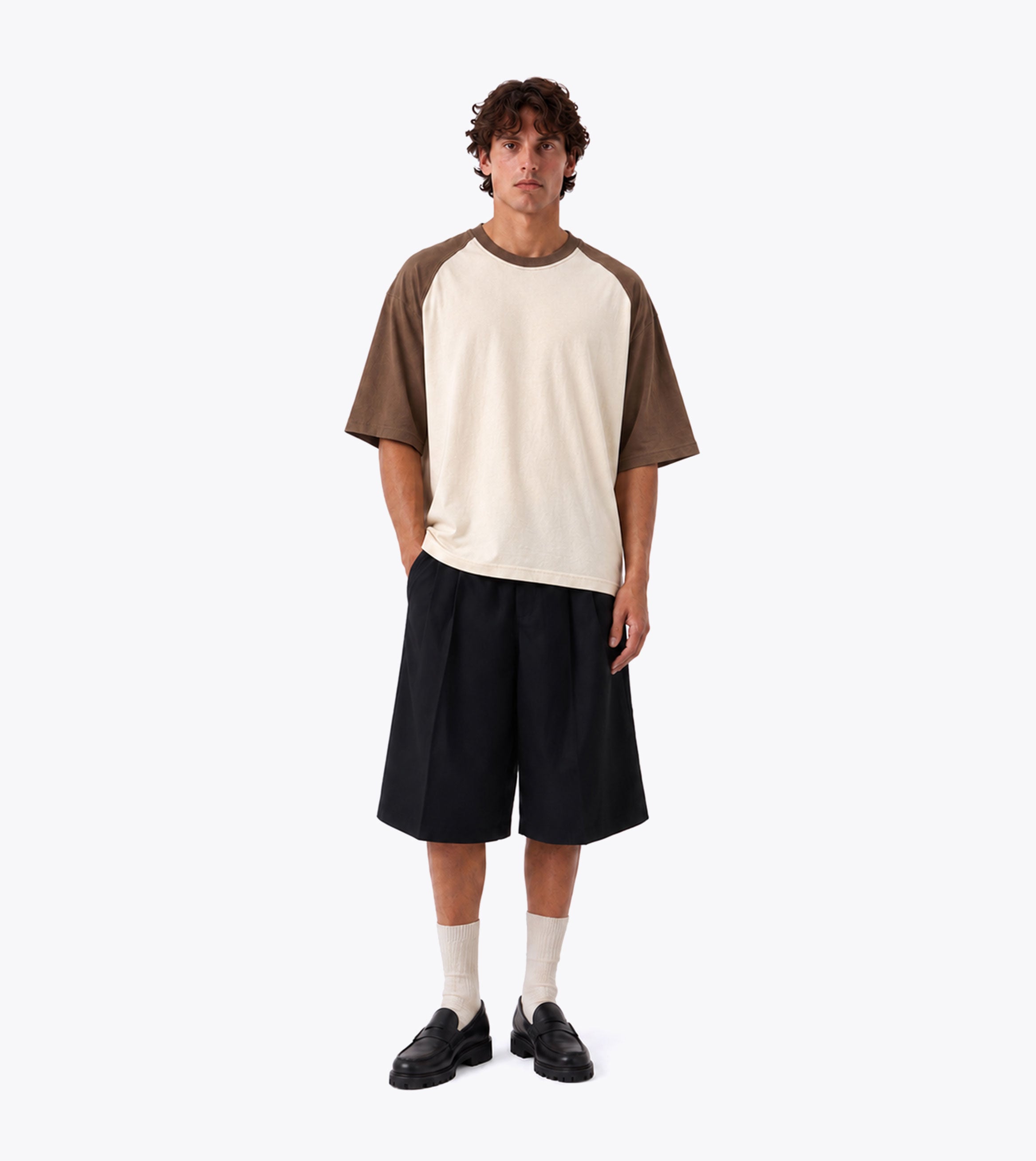 Raglan Crop Flow Tee Cream Choc - Coming Soon