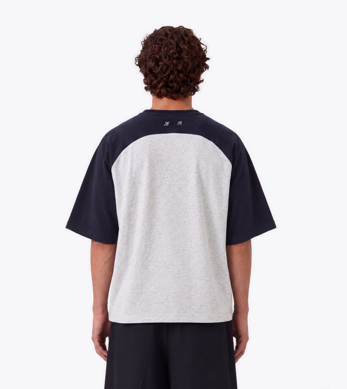 Raglan Crop Flow Tee Lt Grey Marle Navy