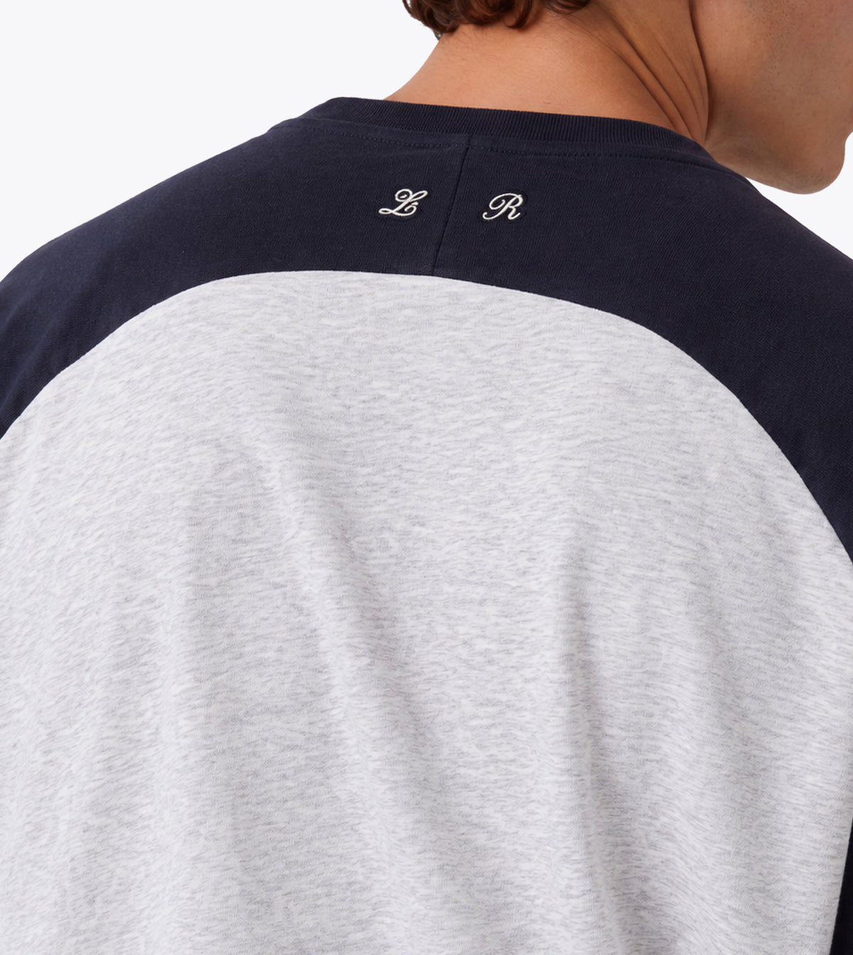 Raglan Crop Flow Tee Lt Grey Marle Navy