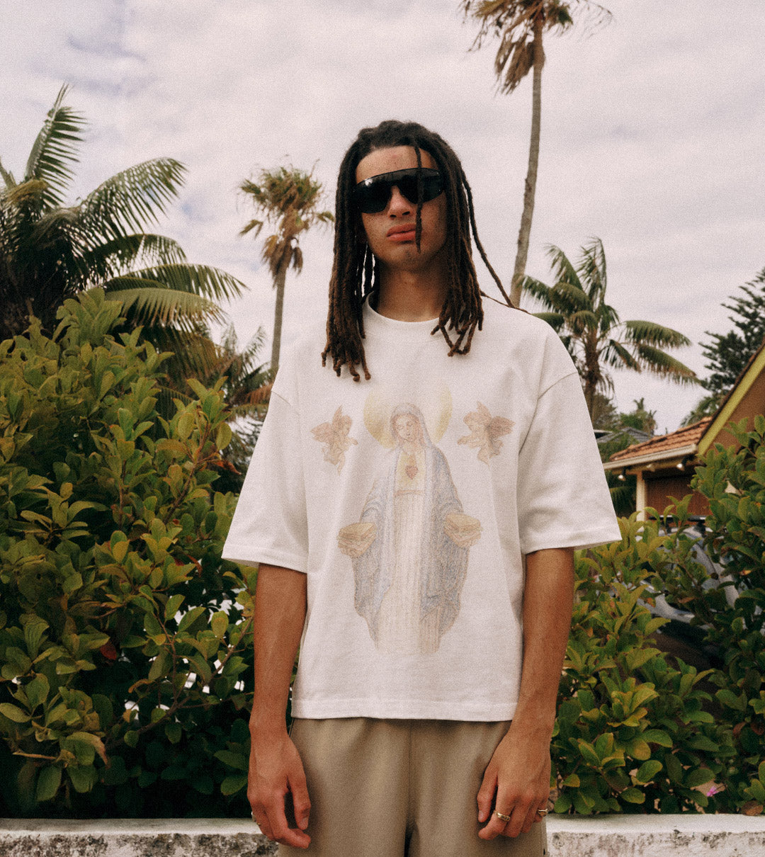 Mary Flow Crop Tee Vintage White