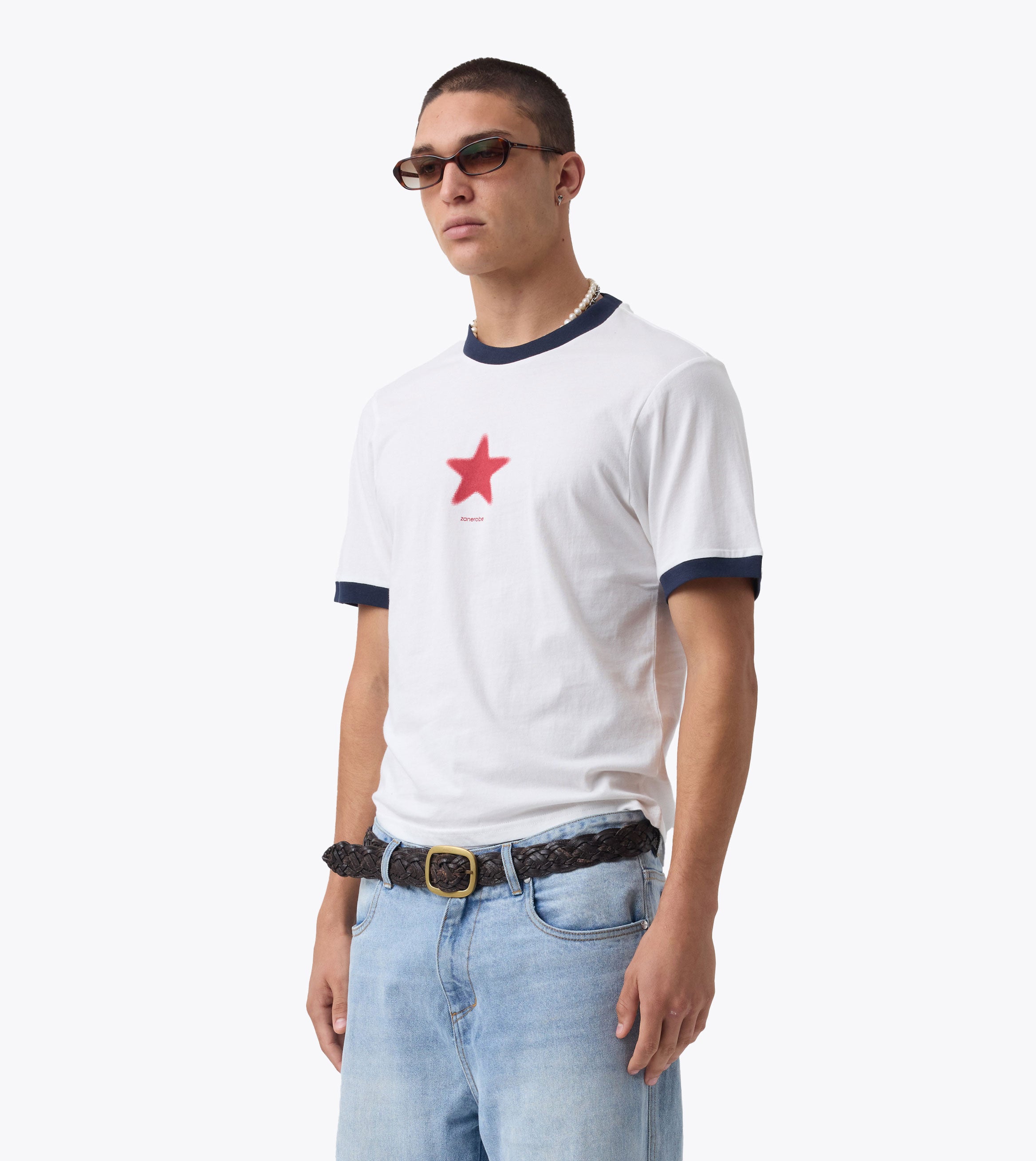 Star Ringer Baby Tee Vintage White/Navy