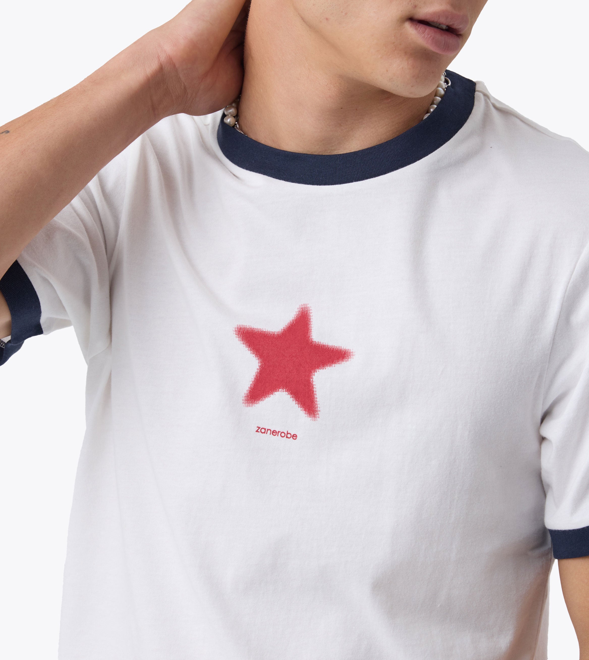 Star Ringer Baby Tee Vintage White/Navy