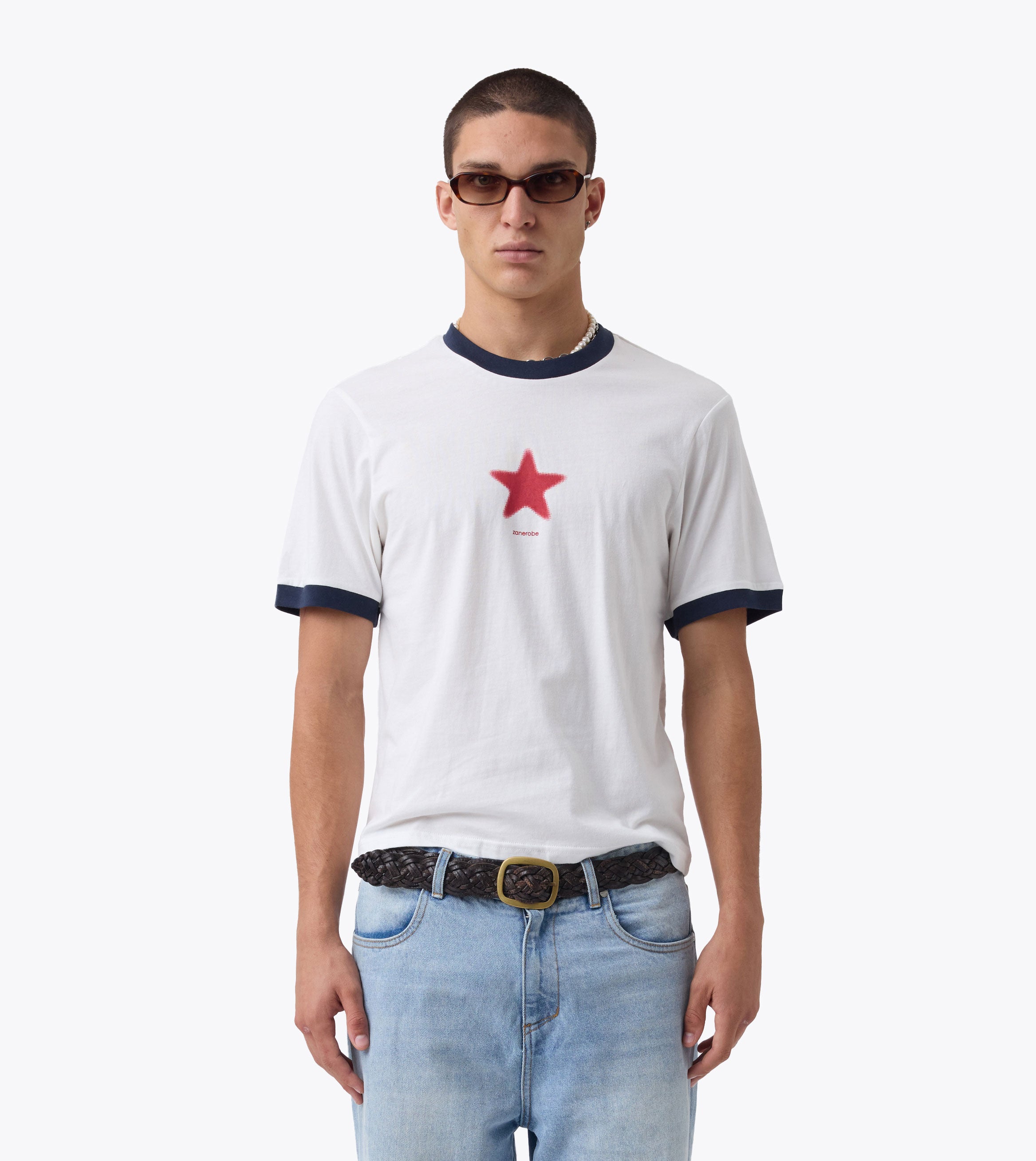 Star Ringer Baby Tee Vintage White/Navy