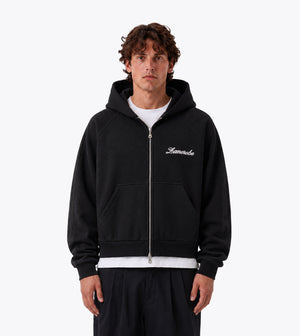 Stitched Box Crop Hood Black