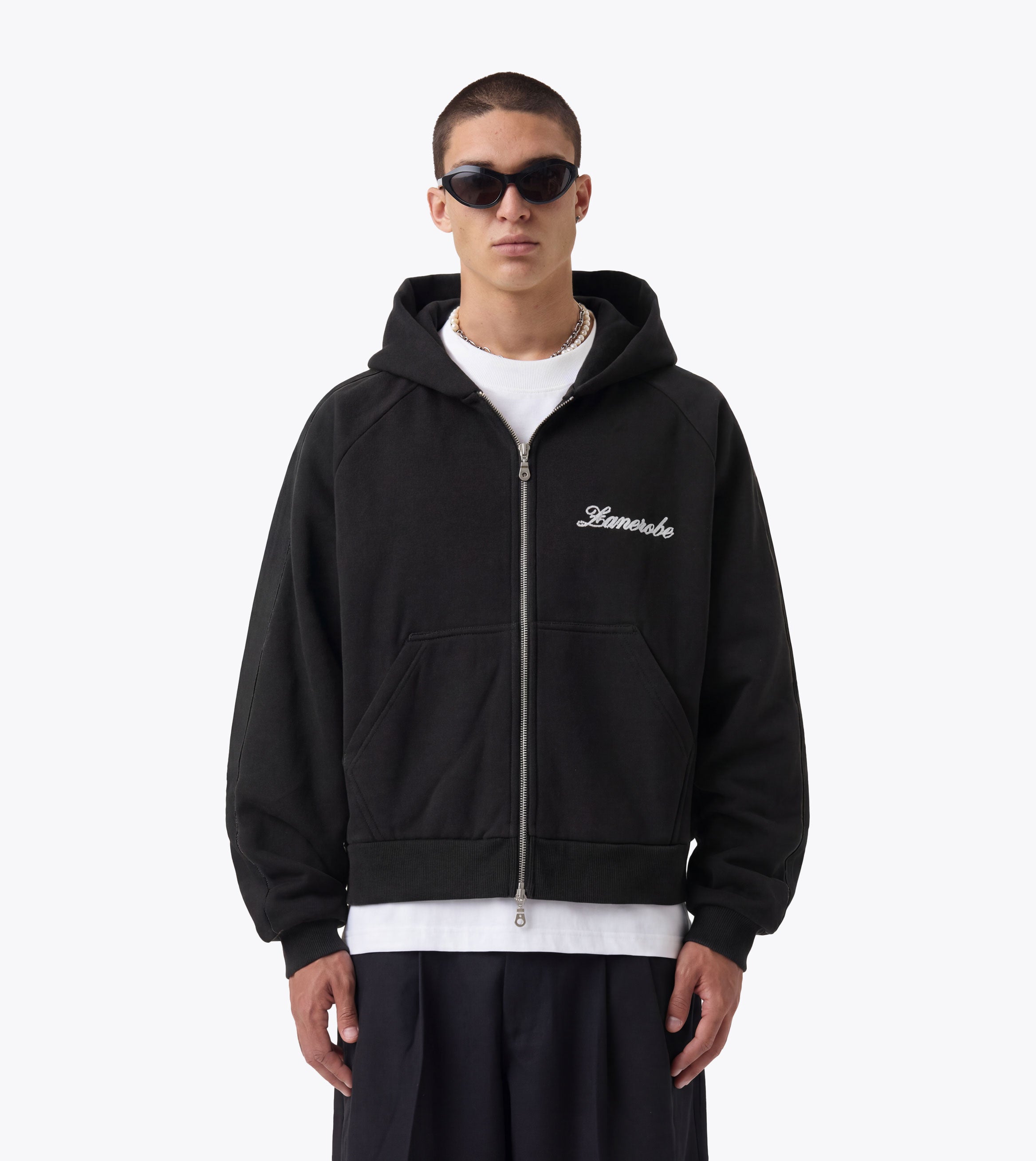 Stitched Box Crop Hood Black - Coming Soon