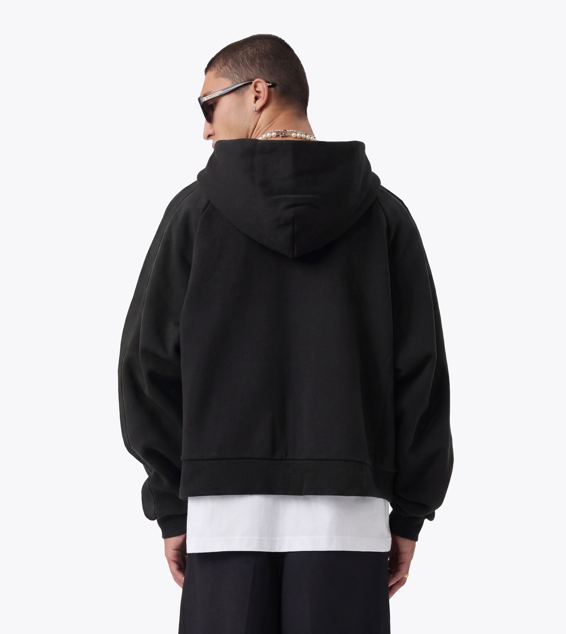 Stitched Box Crop Hood Black - Coming Soon