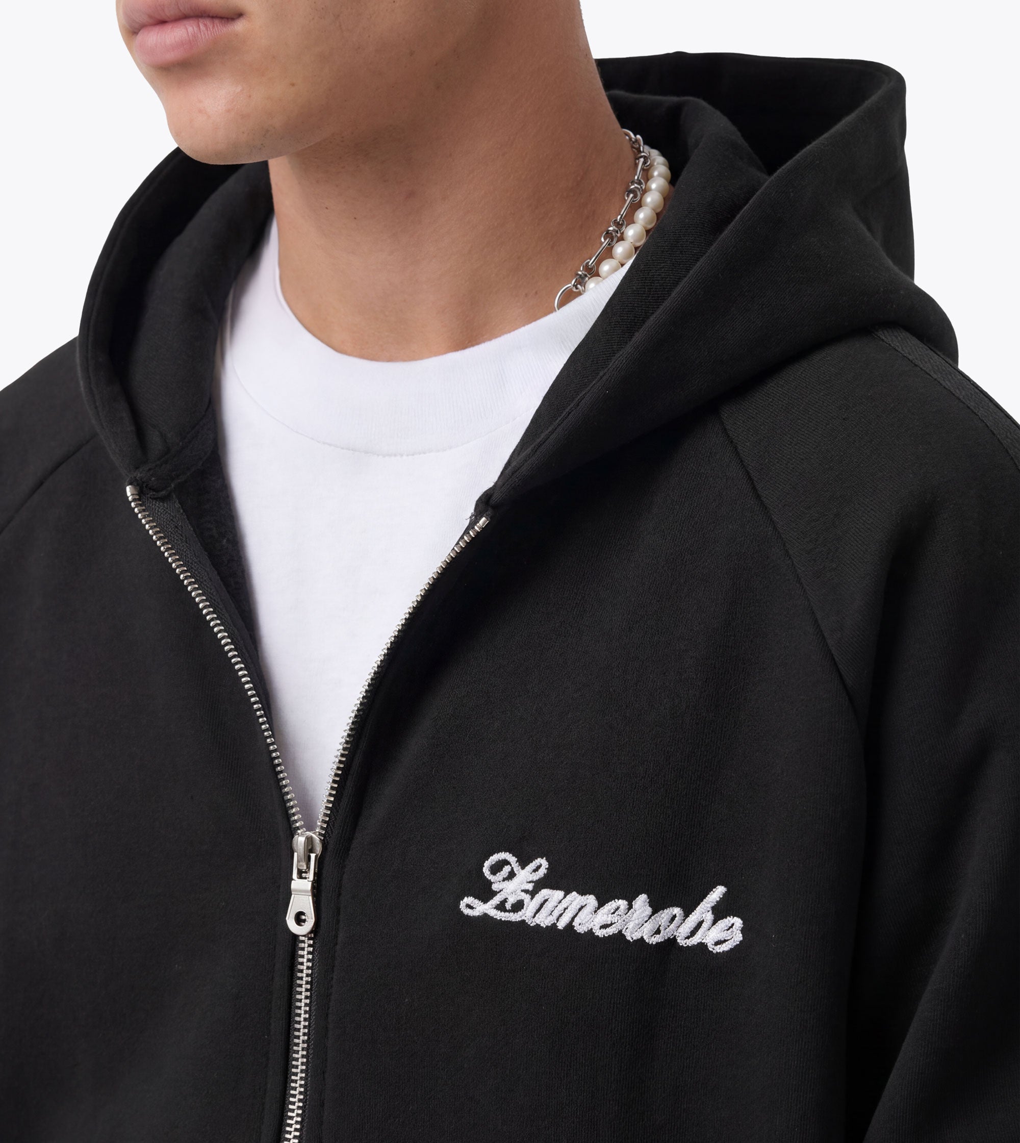 Stitched Box Crop Hood Black - Coming Soon