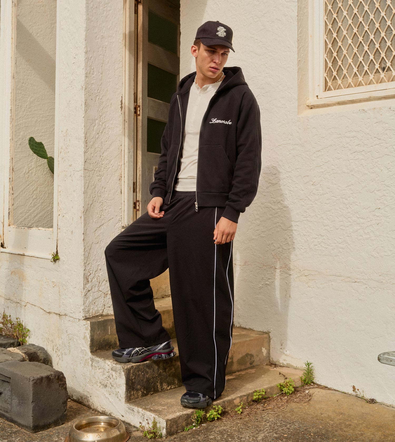 Piping Track Pant Black