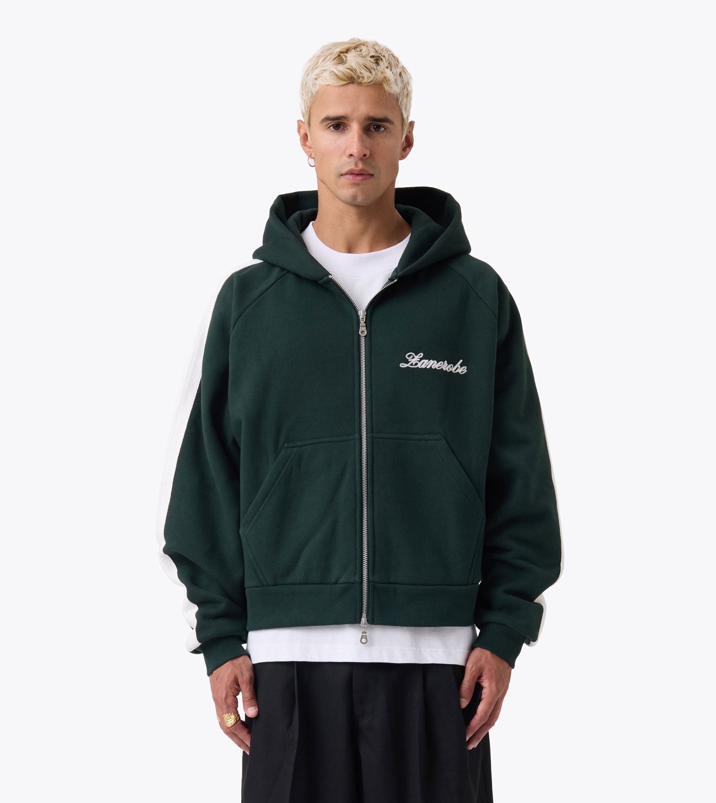 Stitched Box Crop Hood Forest