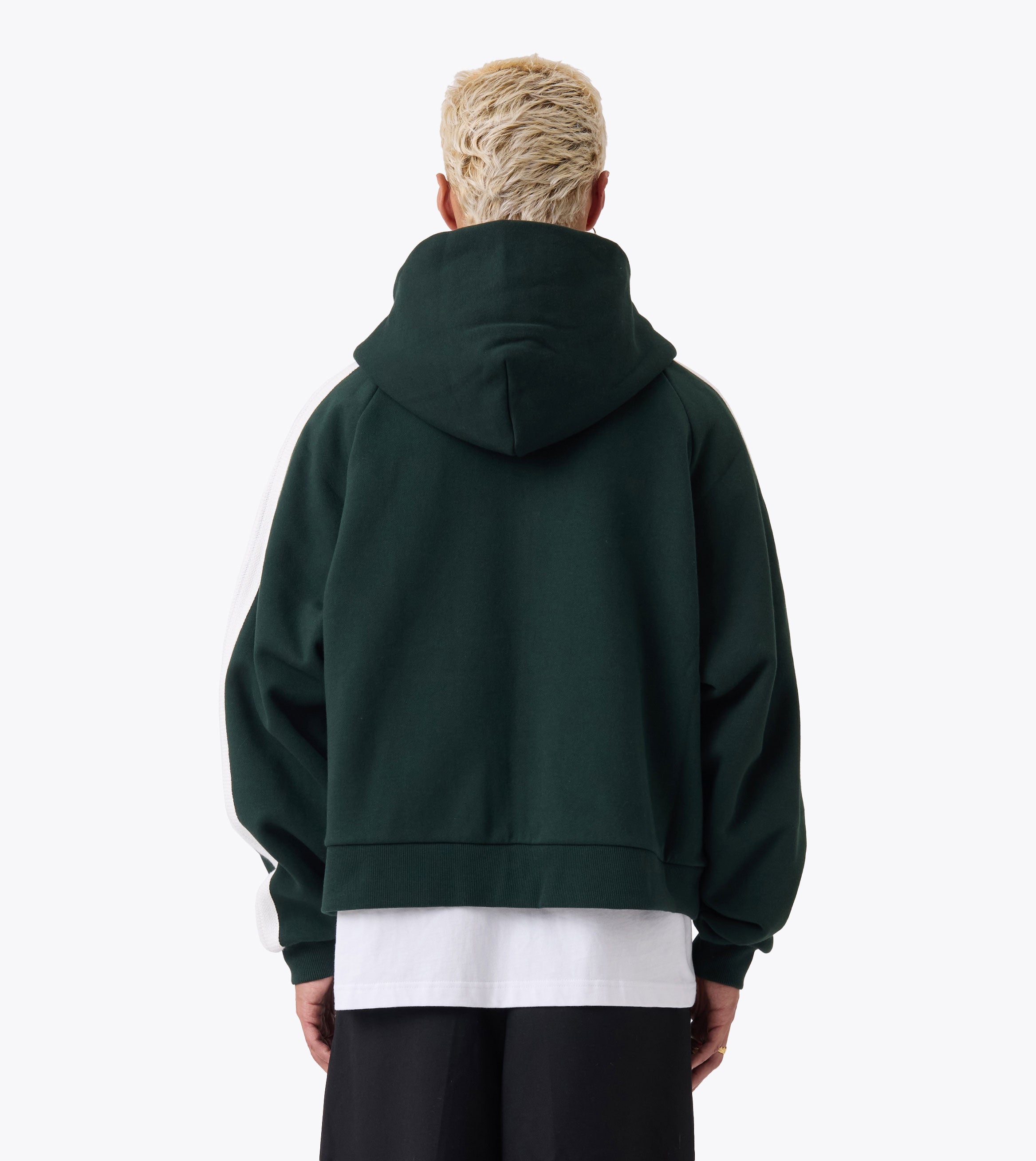 Stitched Box Crop Hood Forest