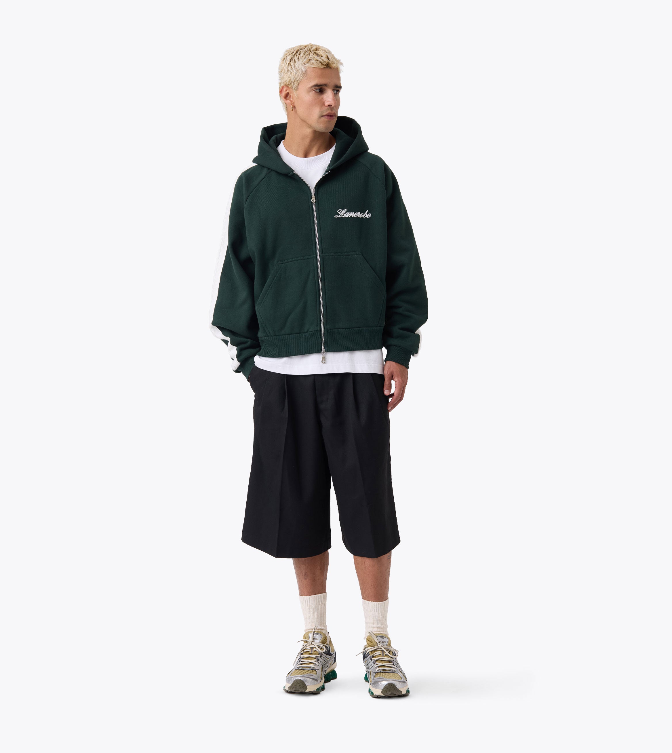 Stitched Box Crop Hood Forest