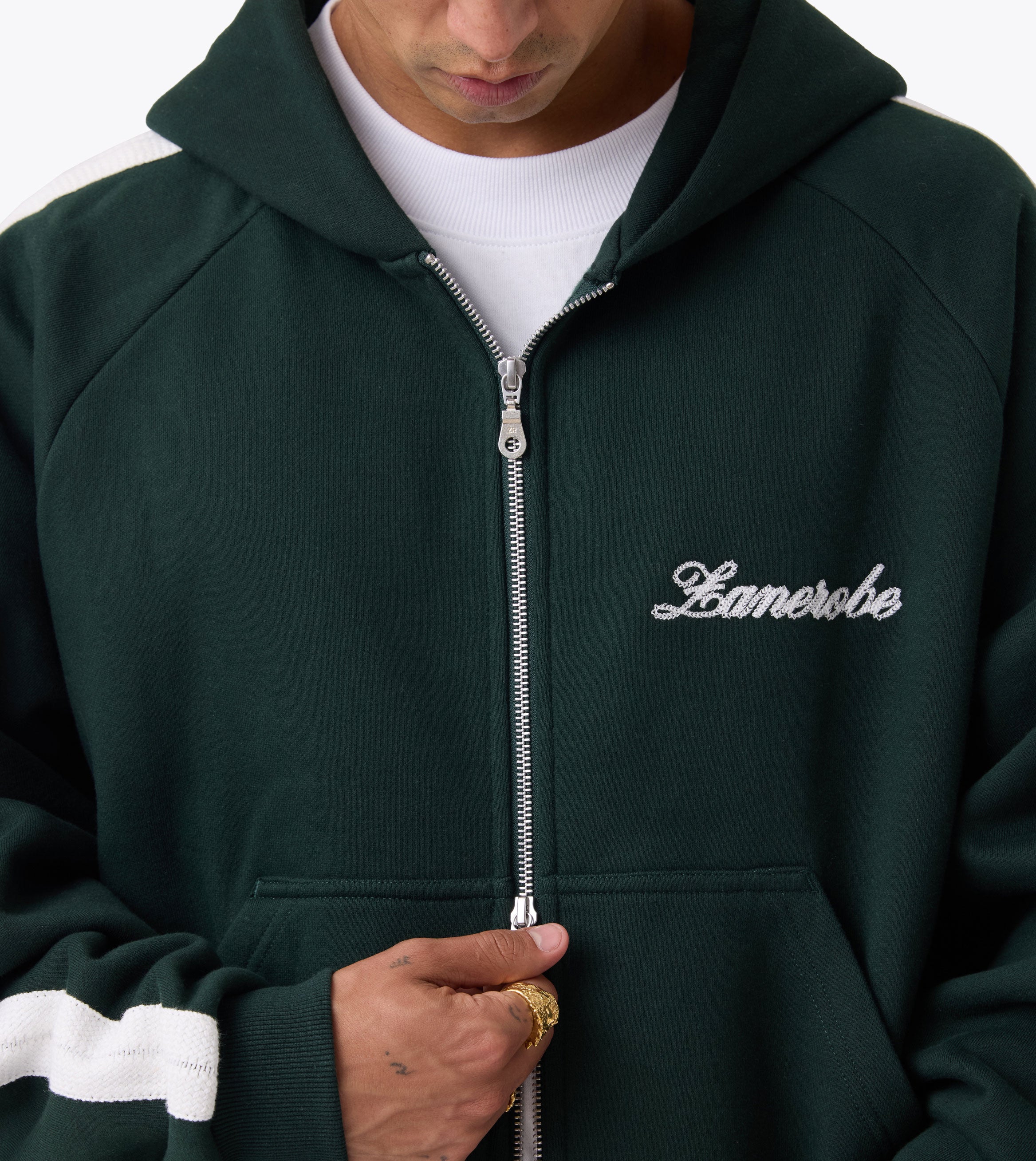 Stitched Box Crop Hood Forest