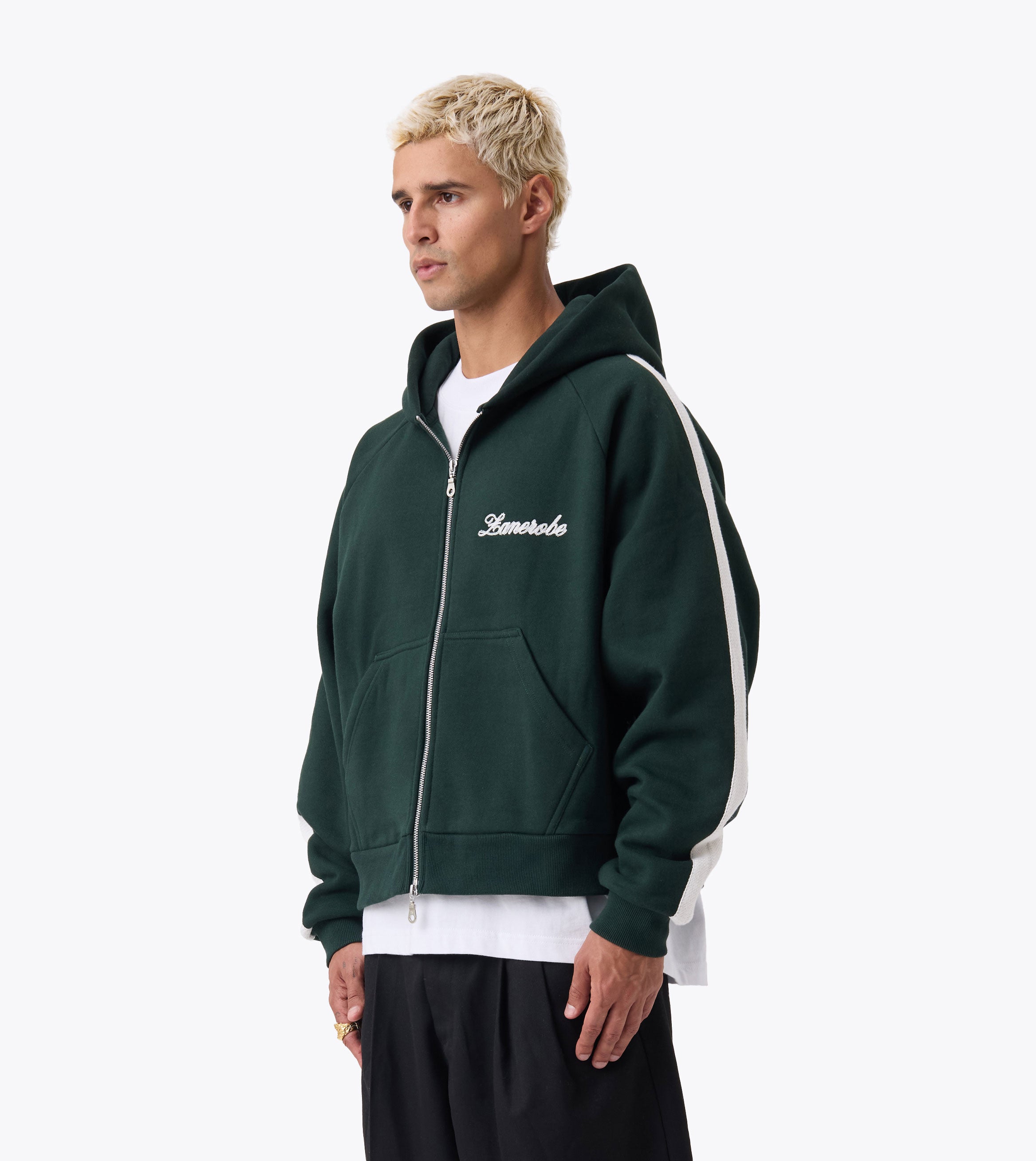 Stitched Box Crop Hood Forest