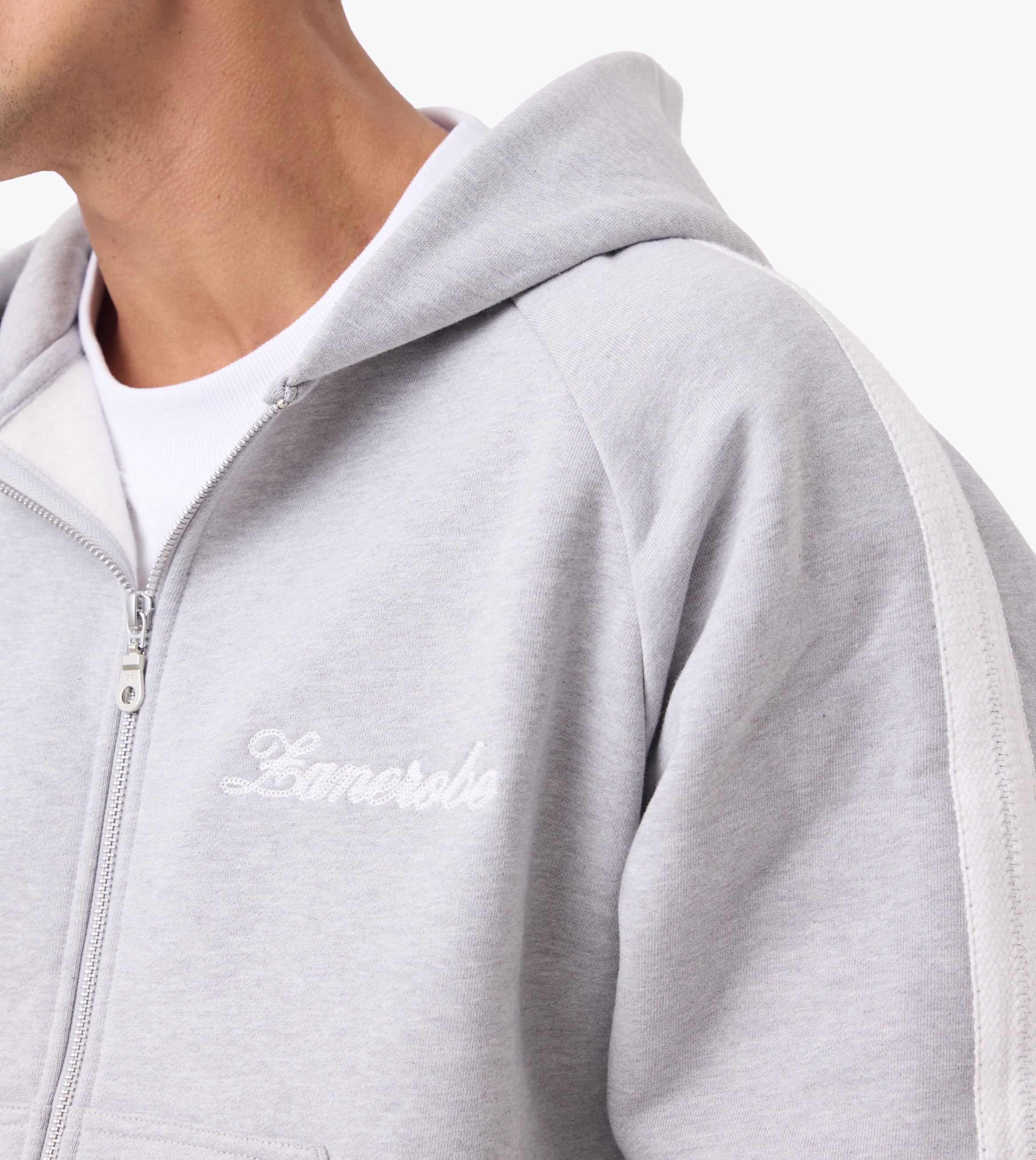 Stitched Box Crop Hood Grey Marle