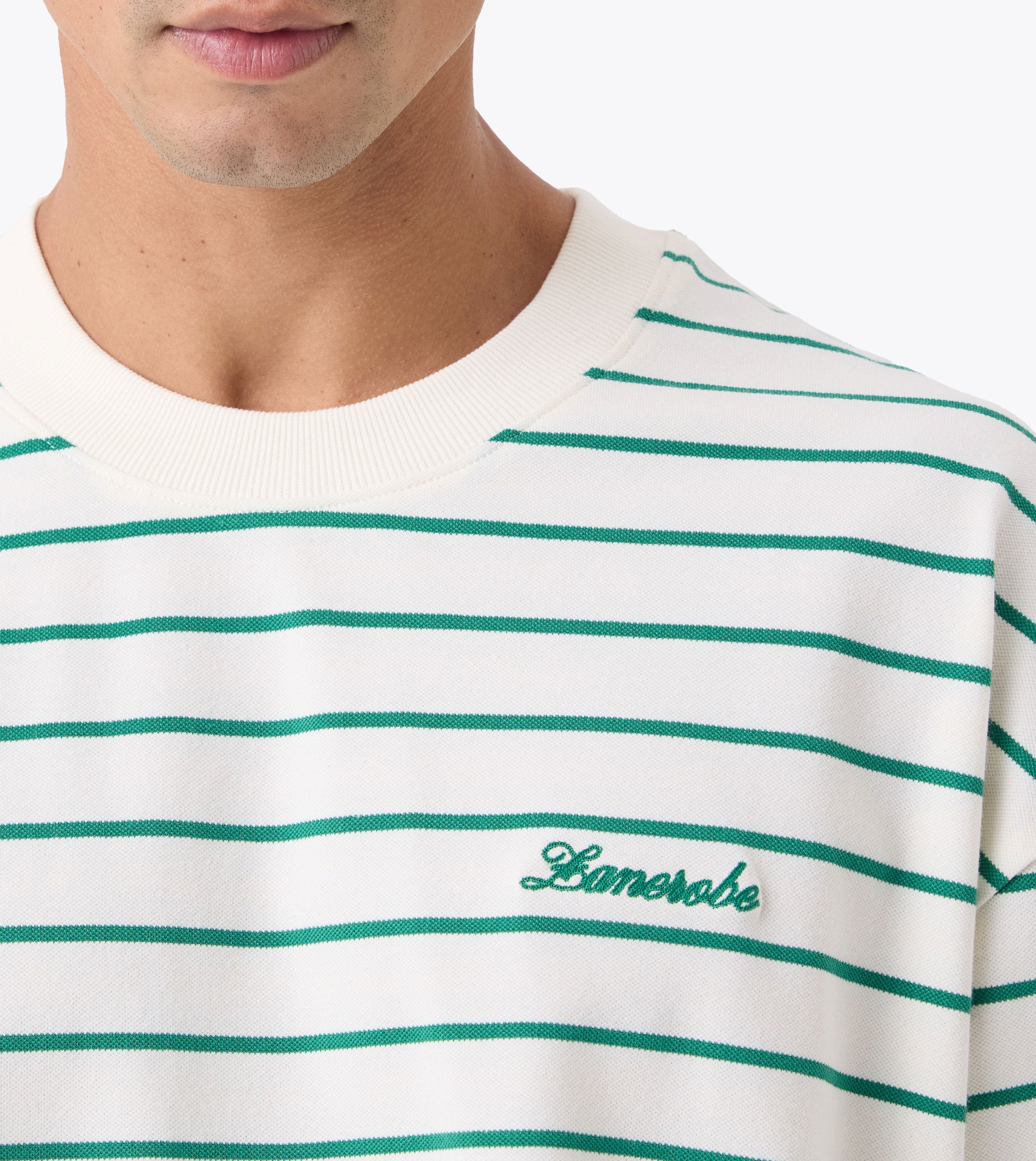 Stripe Crop Flow Tee Vintage White/Forest