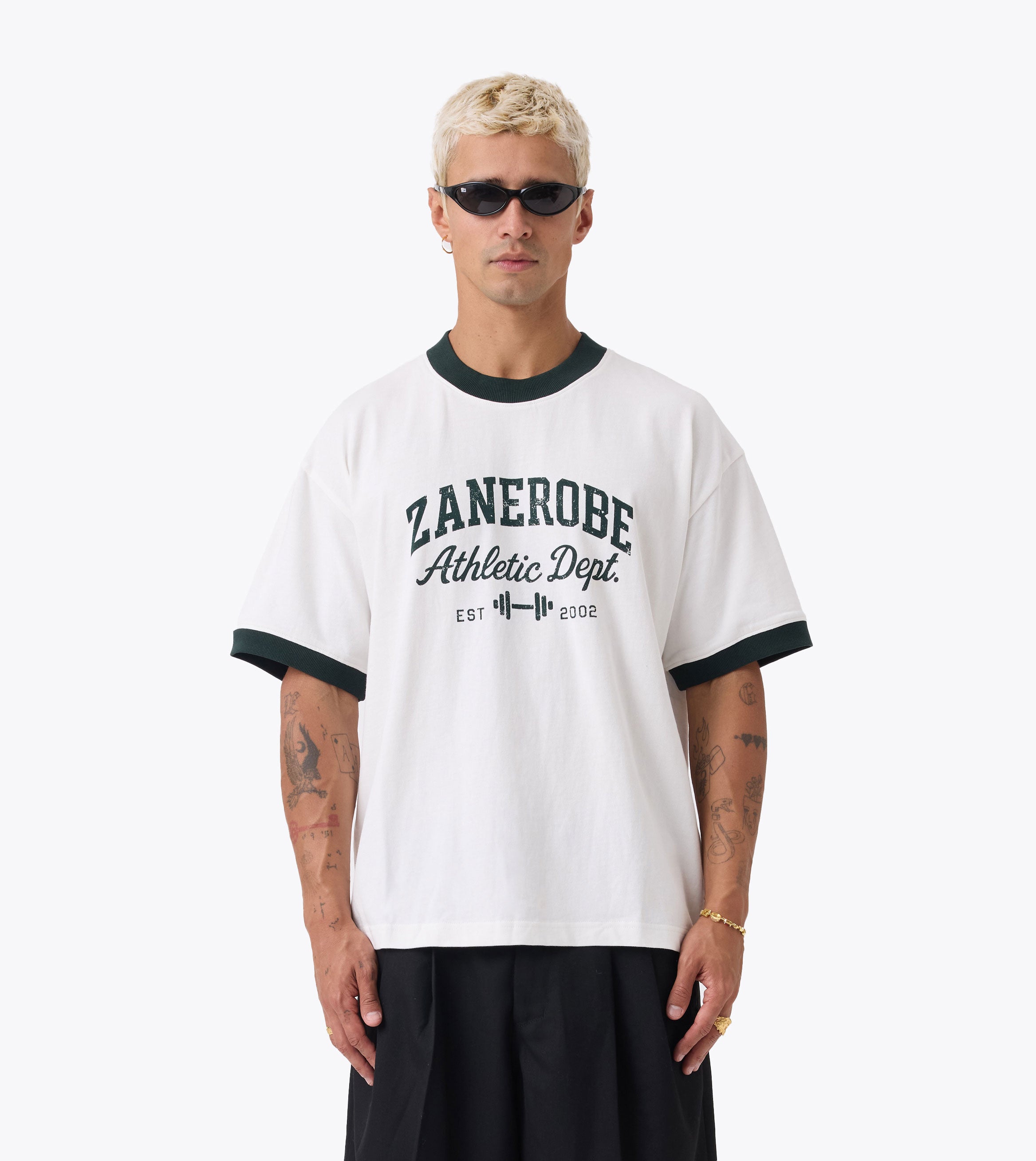 ZR Athletics Ringer Tee Vintage White/Forest