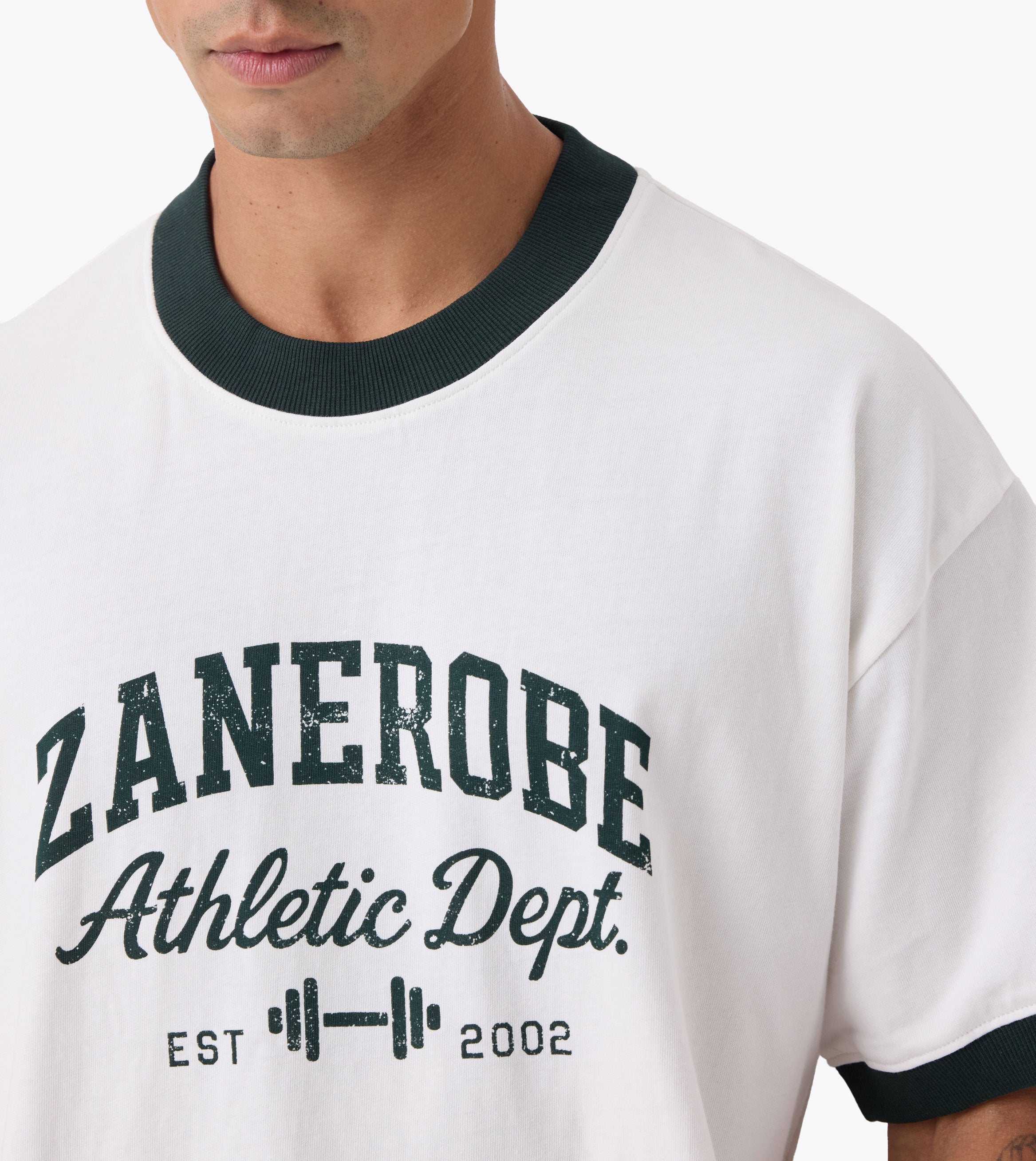 ZR Athletics Ringer Tee Vintage White/Forest