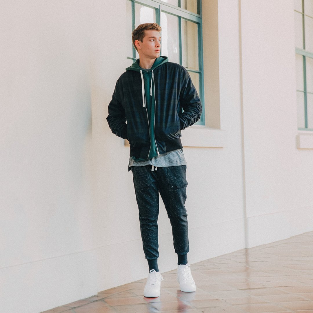 Waffle Blockshot Fleece Pant Black Spec - Sale