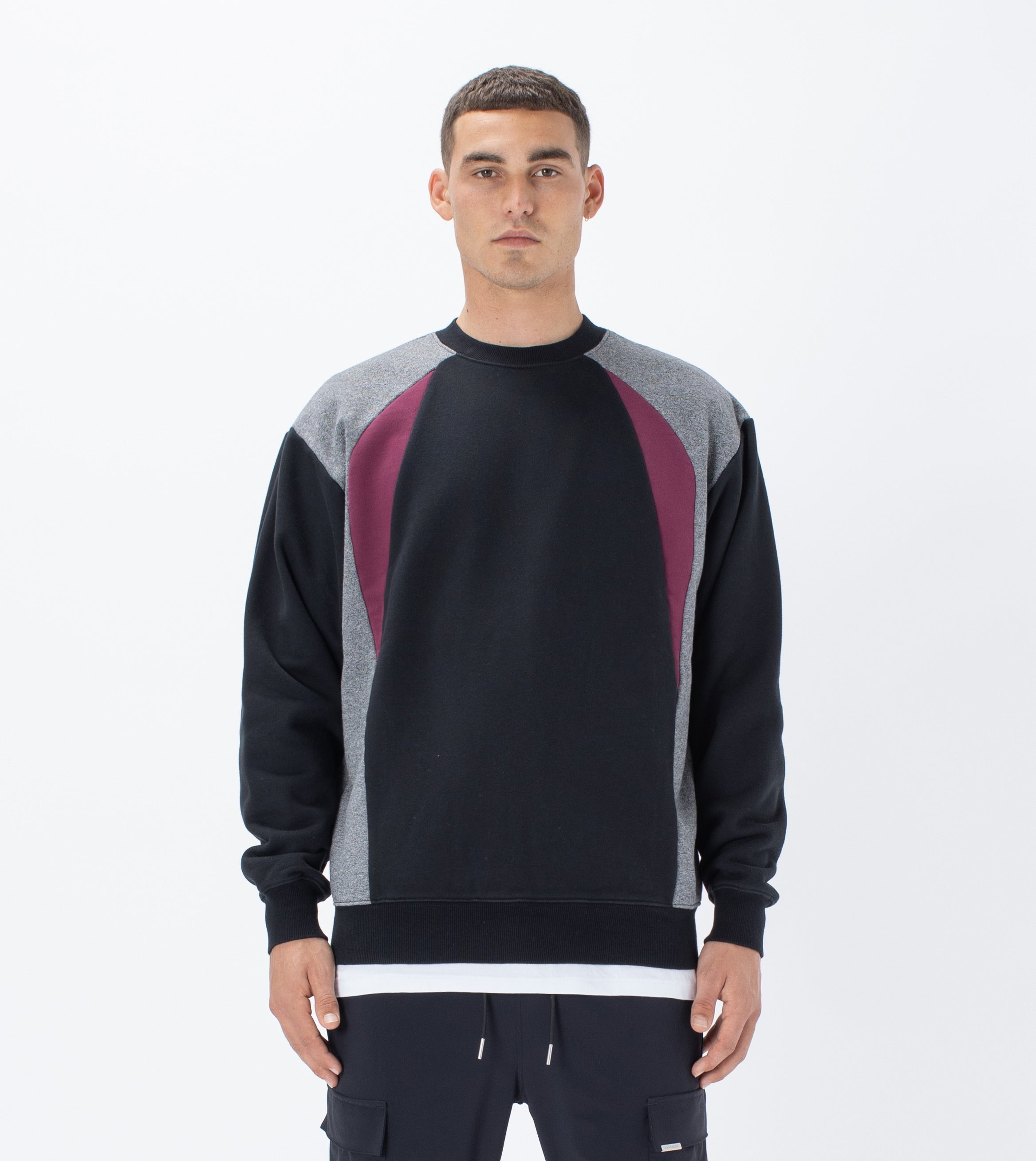 Track Panel Crew Sweat Black/Boysenberry – ZANEROBE