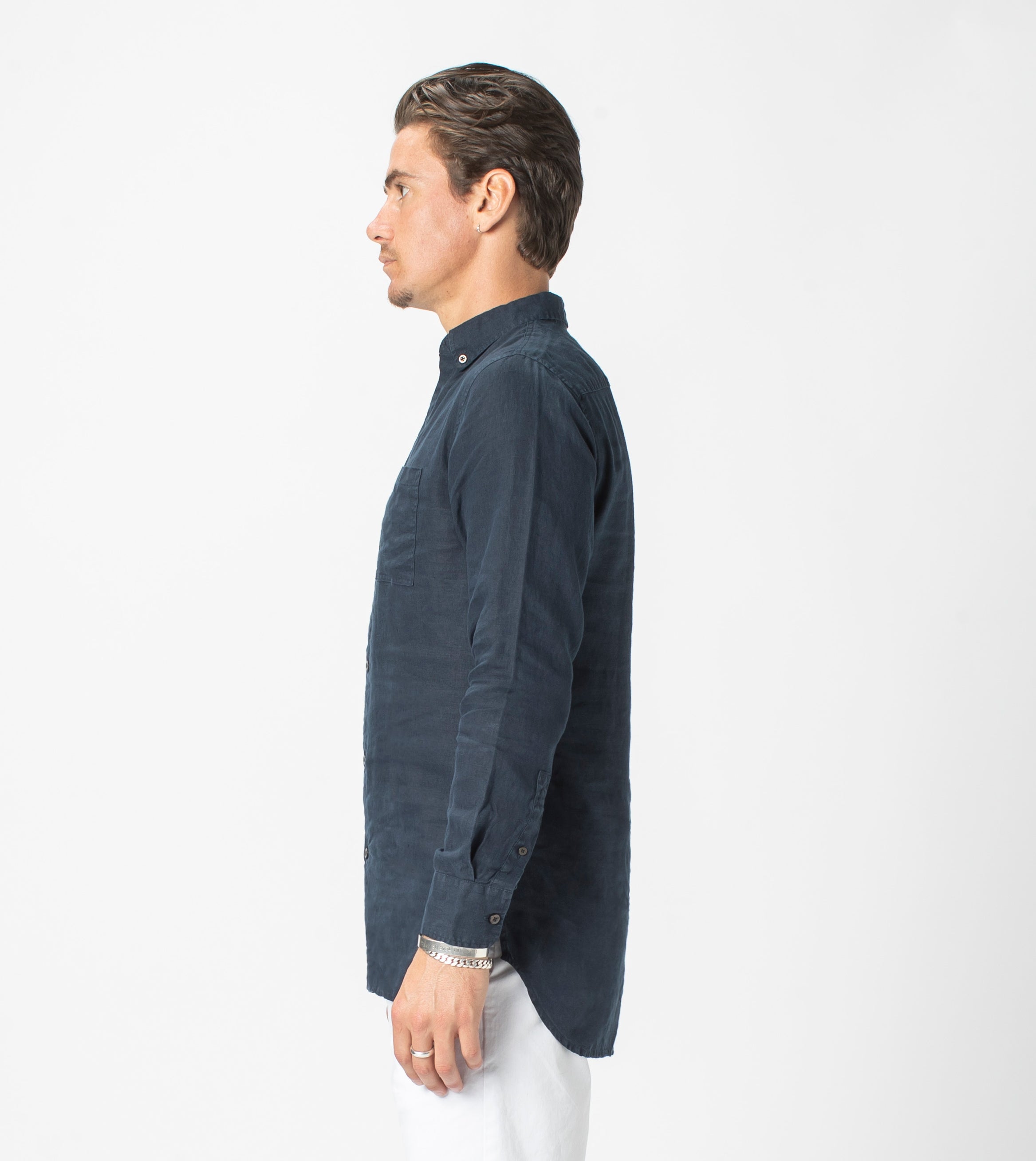 7 Foot LS Linen Shirt Navy