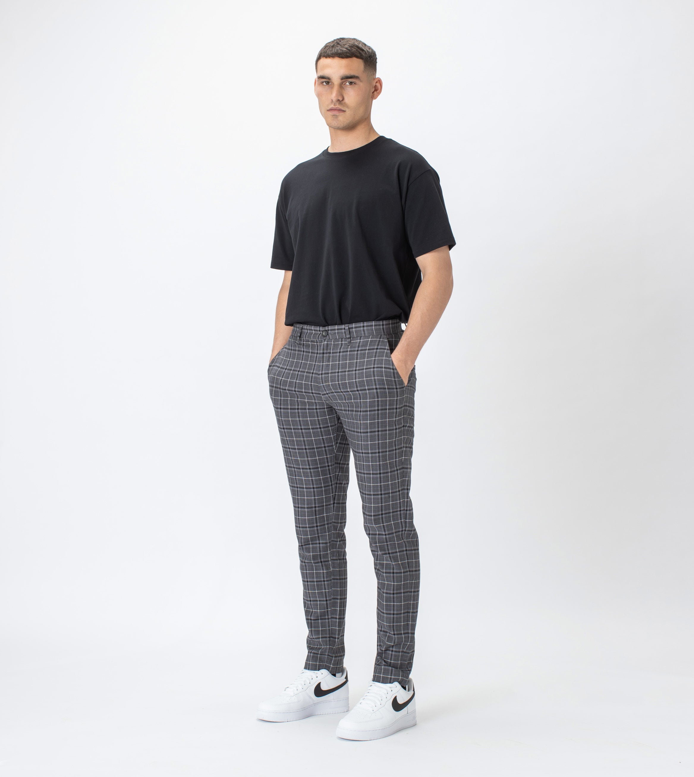 Check Kyoto Chino Dk Grey