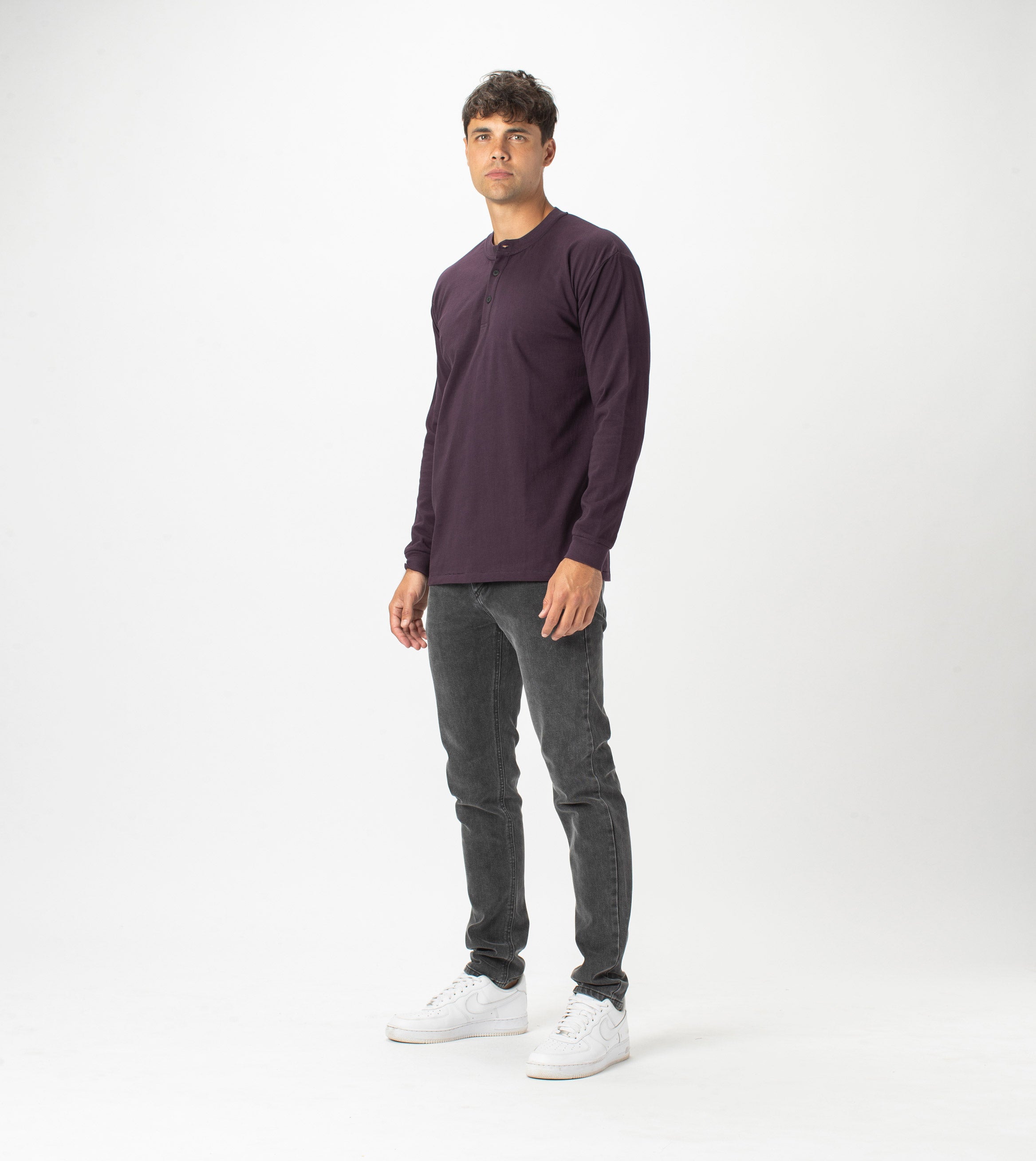 Henley LS Tee Dk Grape