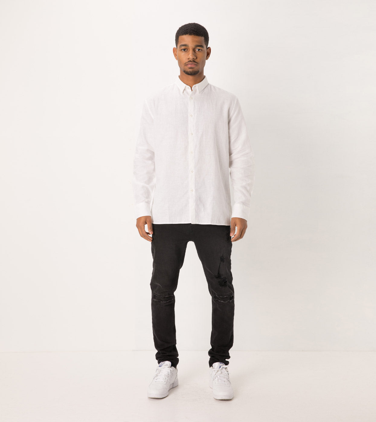 Linen LS Shirt White