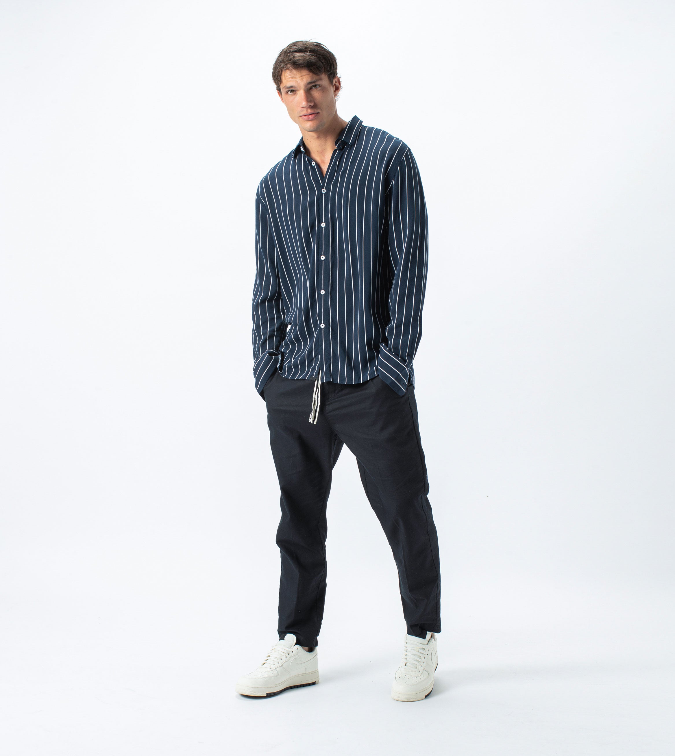 Pinstripe LS Shirt Ink/Milk - Sale