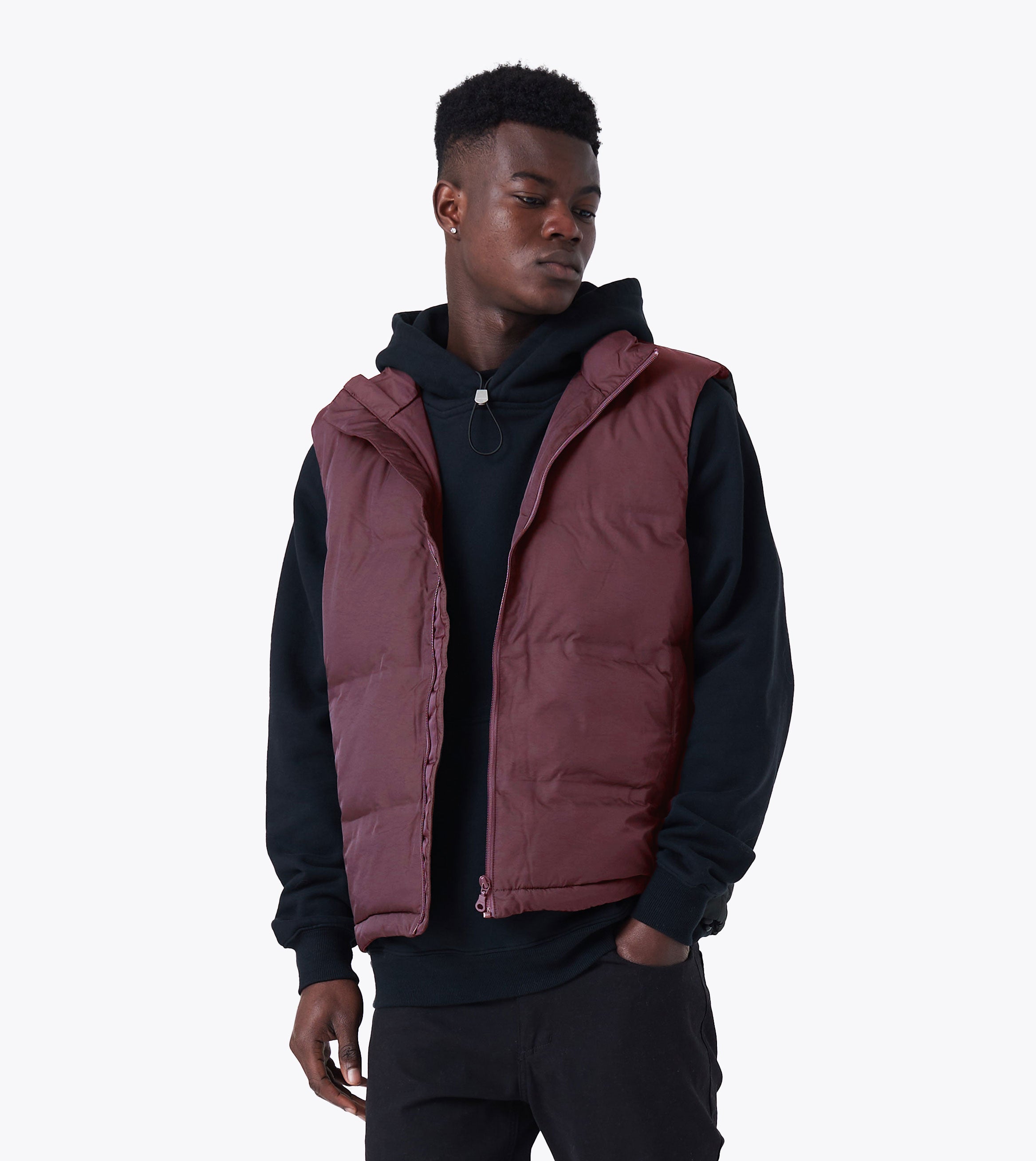 Burgundy puffer outlet vest