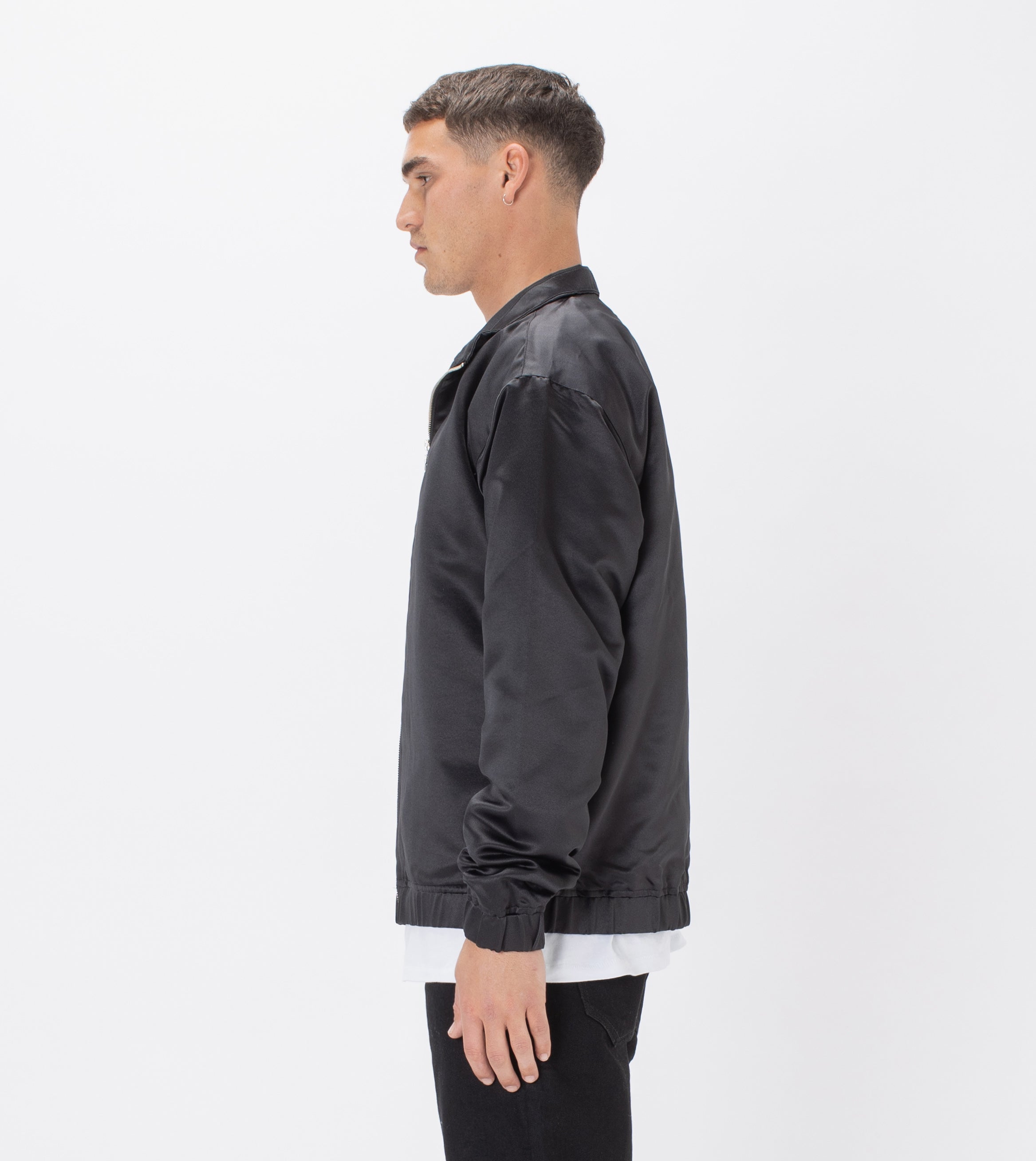 Satin Track Jacket Black