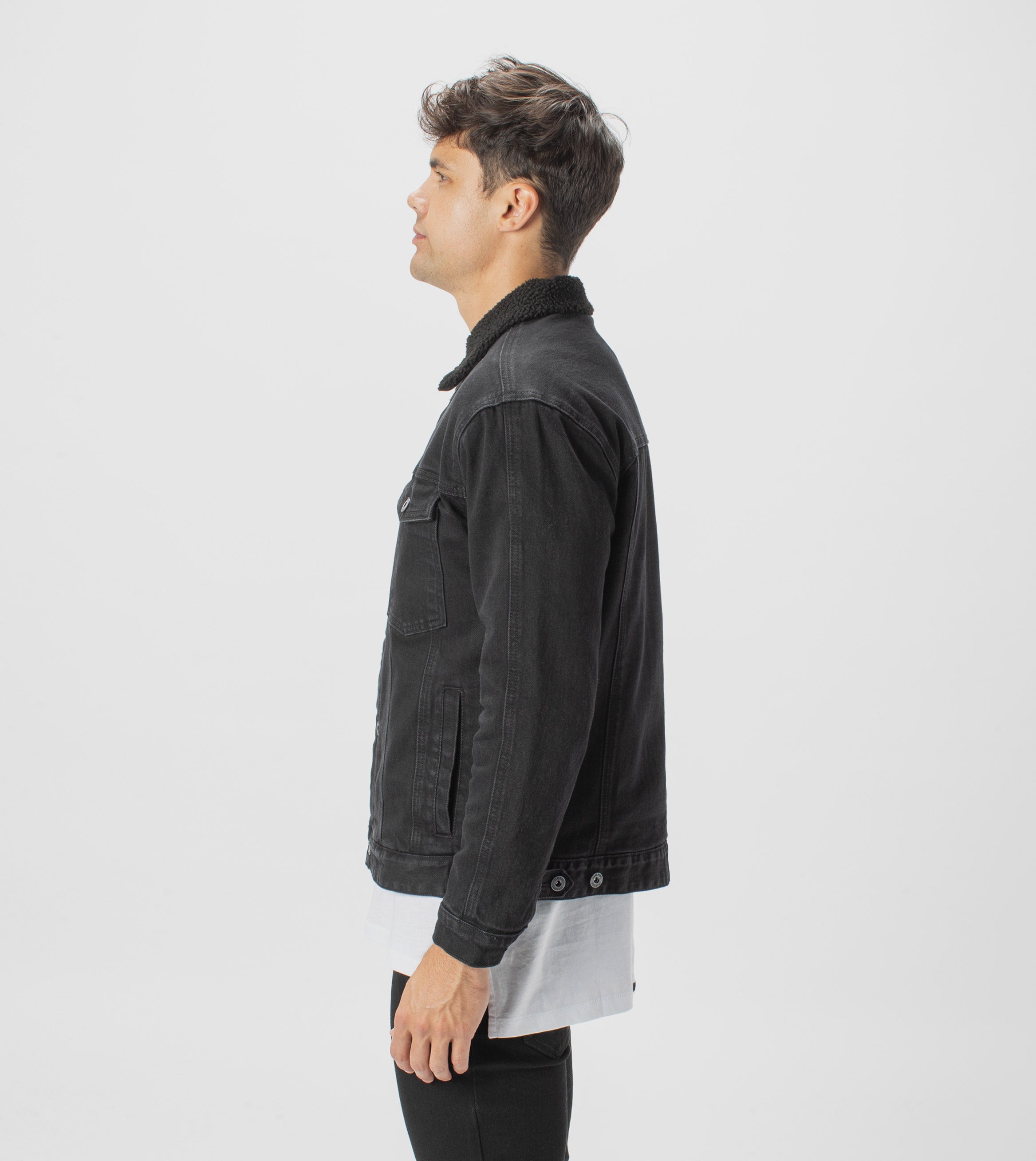 Sherpa Denim Jacket Black