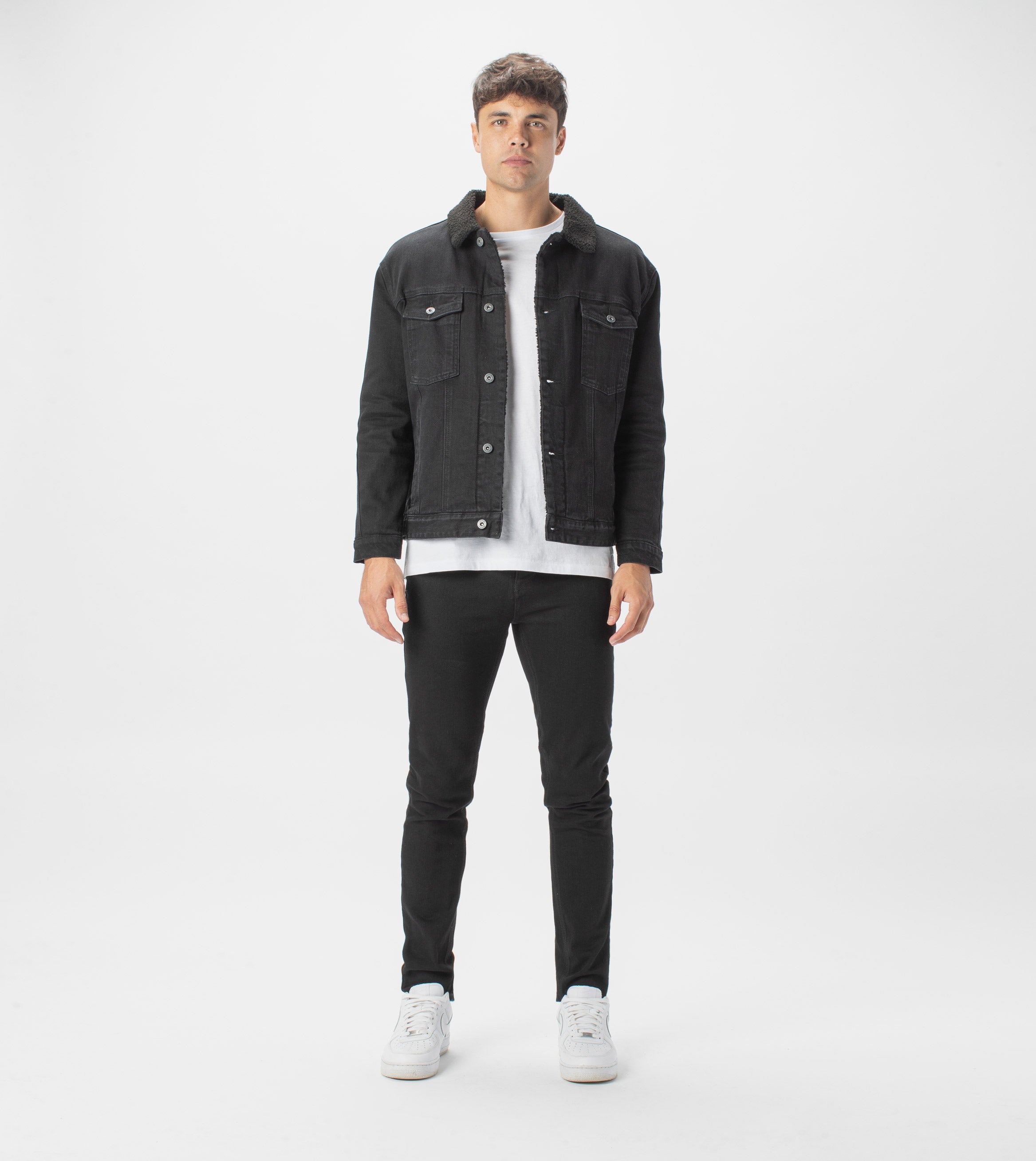Sherpa Denim Jacket Black