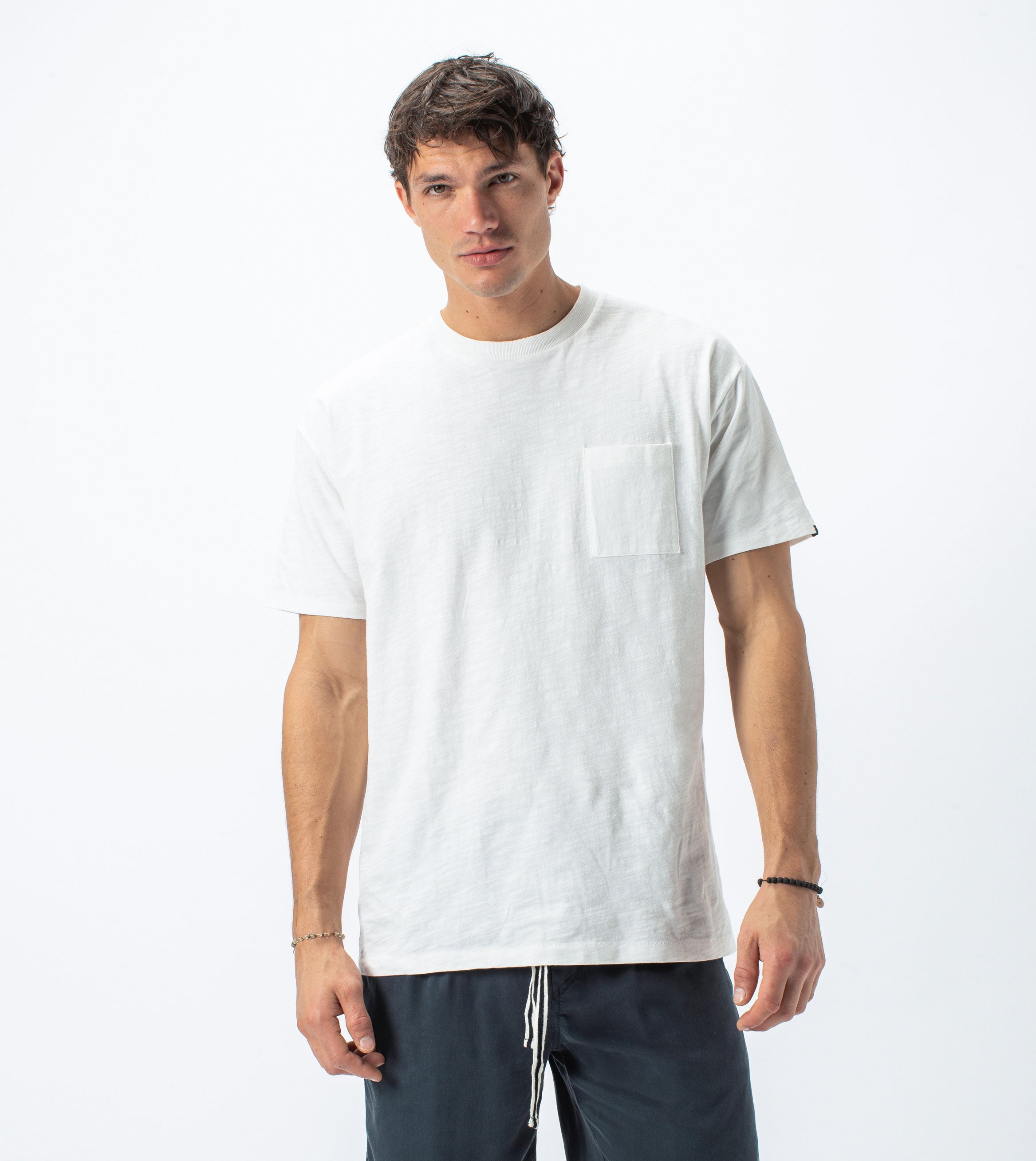 Slub Box Pocket Tee Milk
