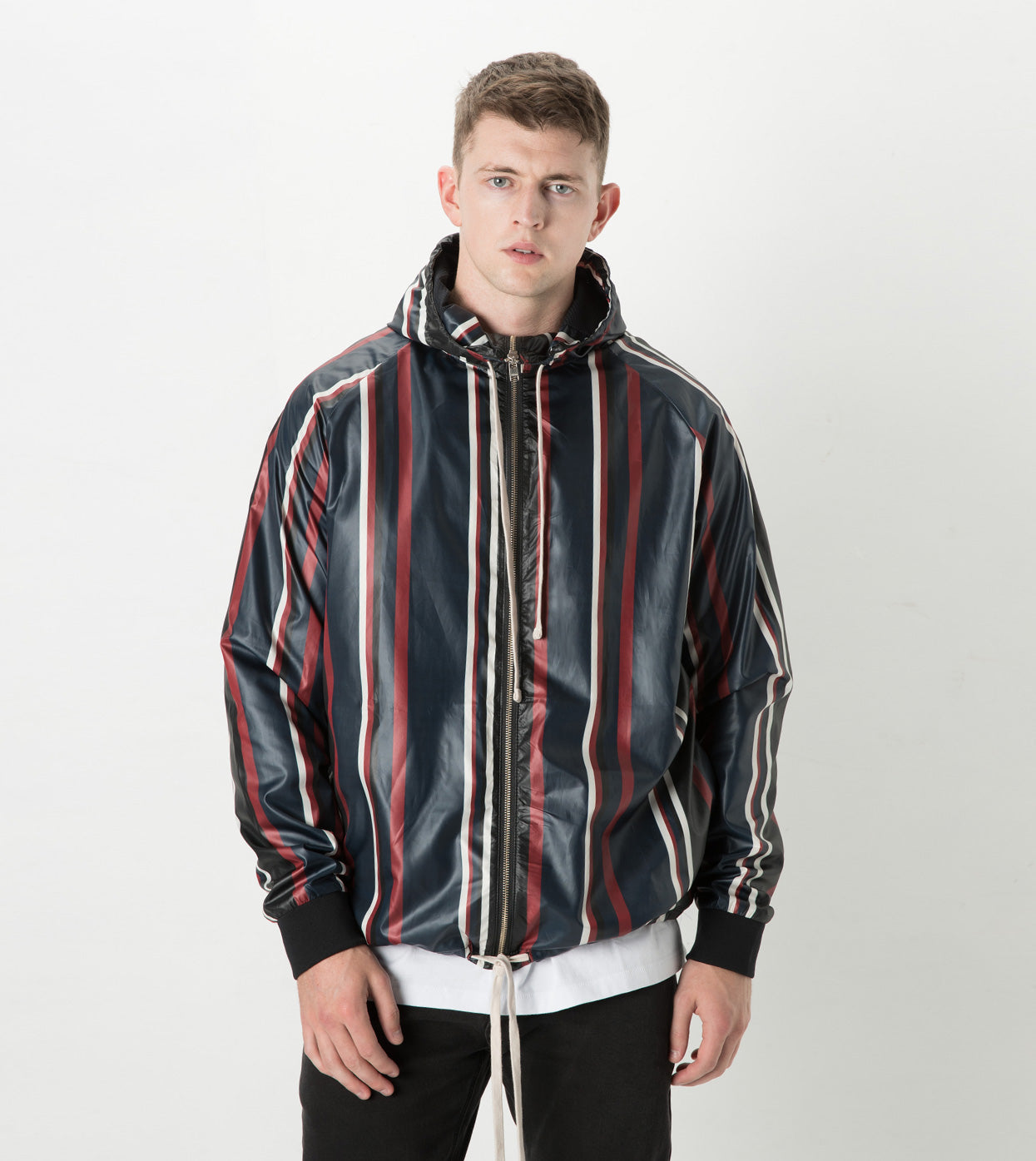 Stripe Storm Spray Jacket Ink/Dark Cherry