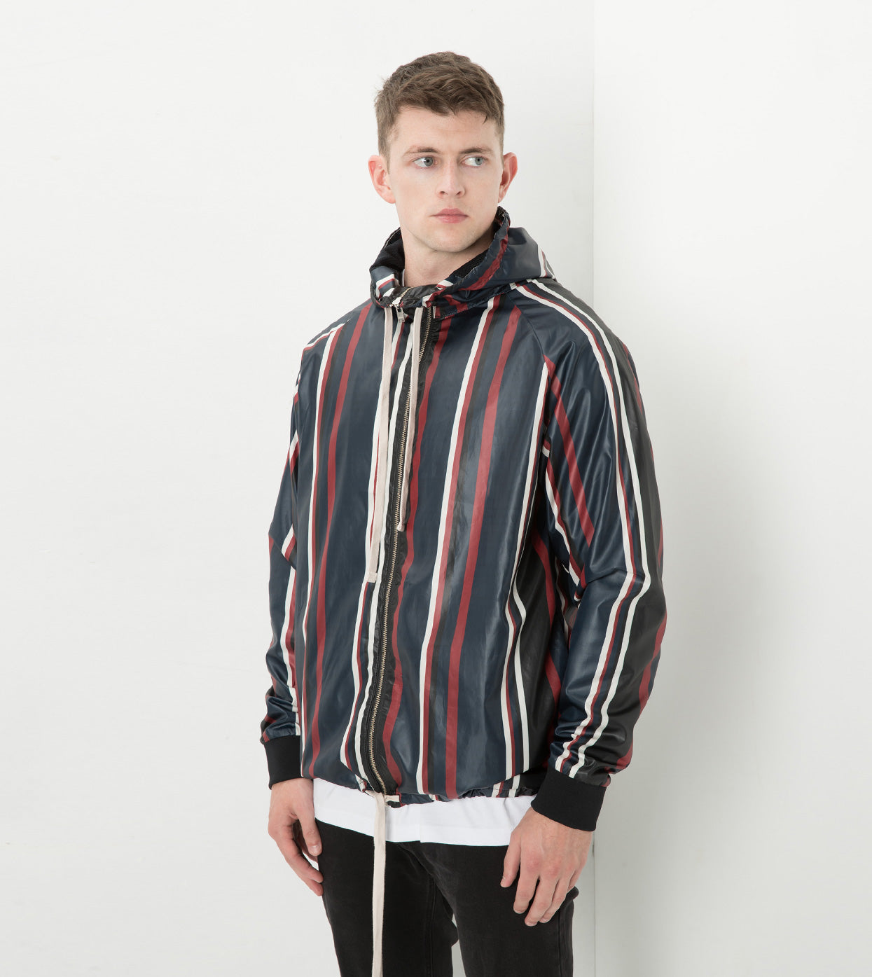 Stripe Storm Spray Jacket Ink/Dark Cherry