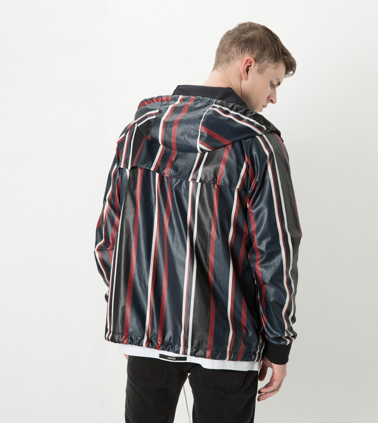 Stripe Storm Spray Jacket Ink/Dark Cherry