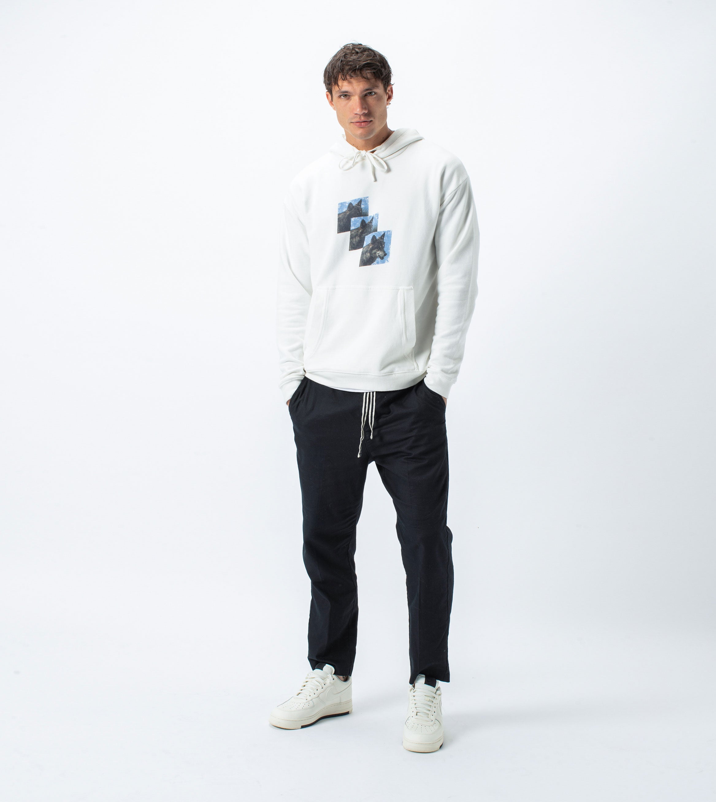 Three-Head Rugger Hood Sweat Milk - Sale