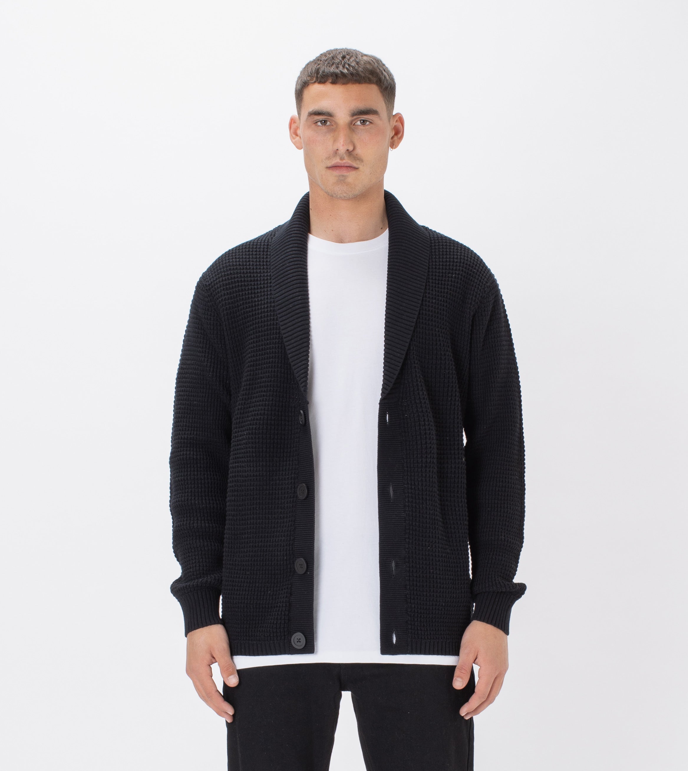 Waffle Harlem Cardigan Black